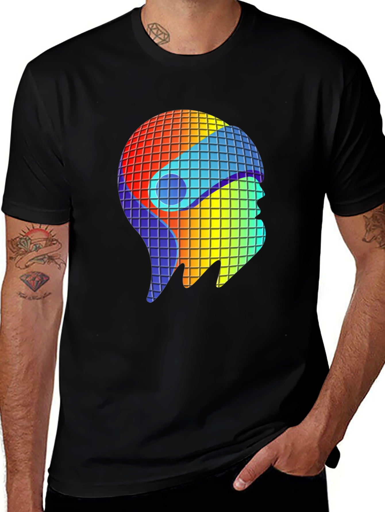 Variant 11 of Retro Pixel Head T-Shirt - Black