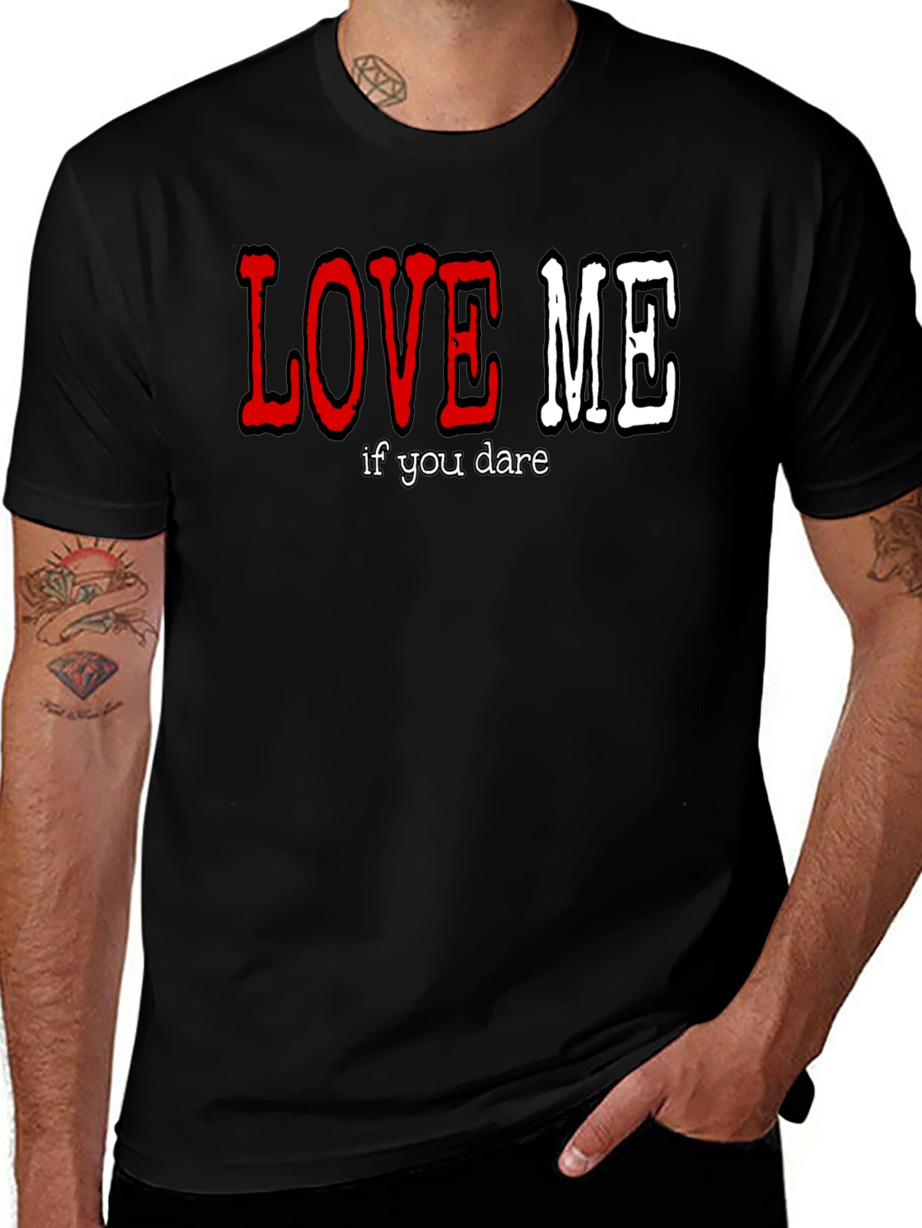 Variant 19 of Love Me If You Dare Black Graphic Tee Shirt