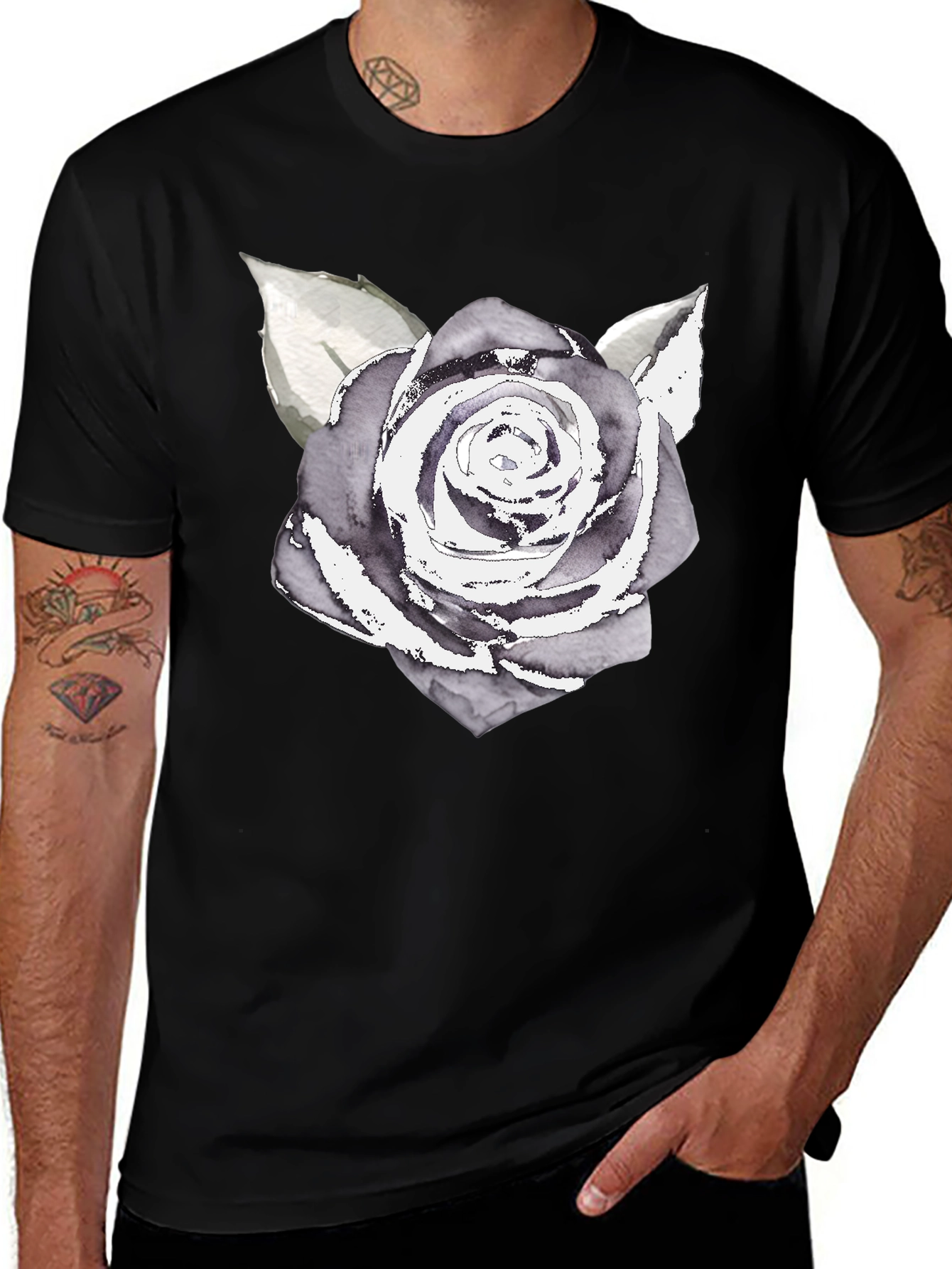 Variant 20 of Rose Graphic Tee - Stylish Black Cotton T-Shirt