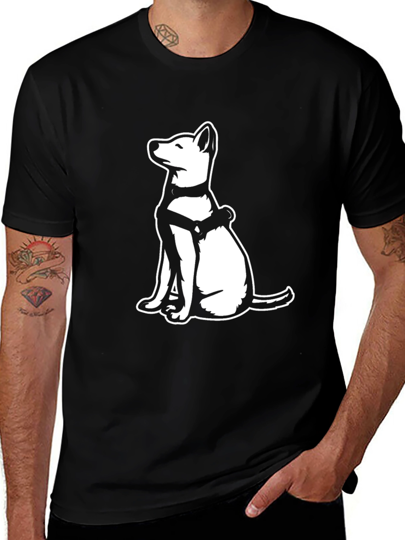Variant 5 of Dog Graphic T-Shirt - Black Crew Neck Tee