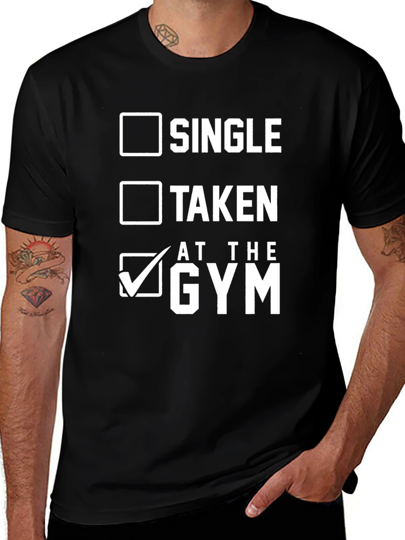 Variant 14 of Gym Humor T-Shirt - Single, Taken, At the Gym