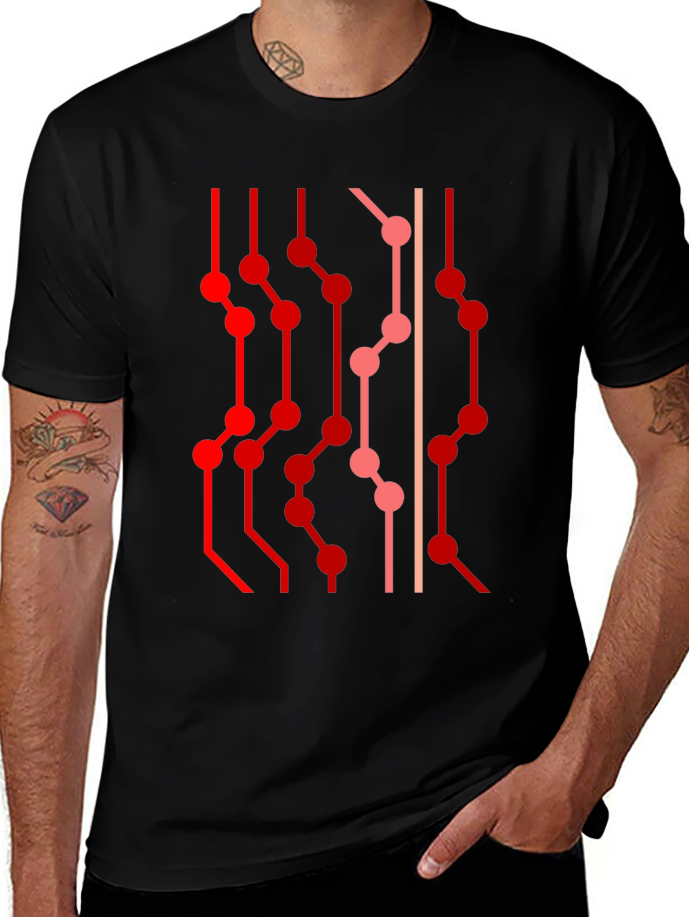 Variant 11 of Abstract Circuit Board Graphic Tee - Black