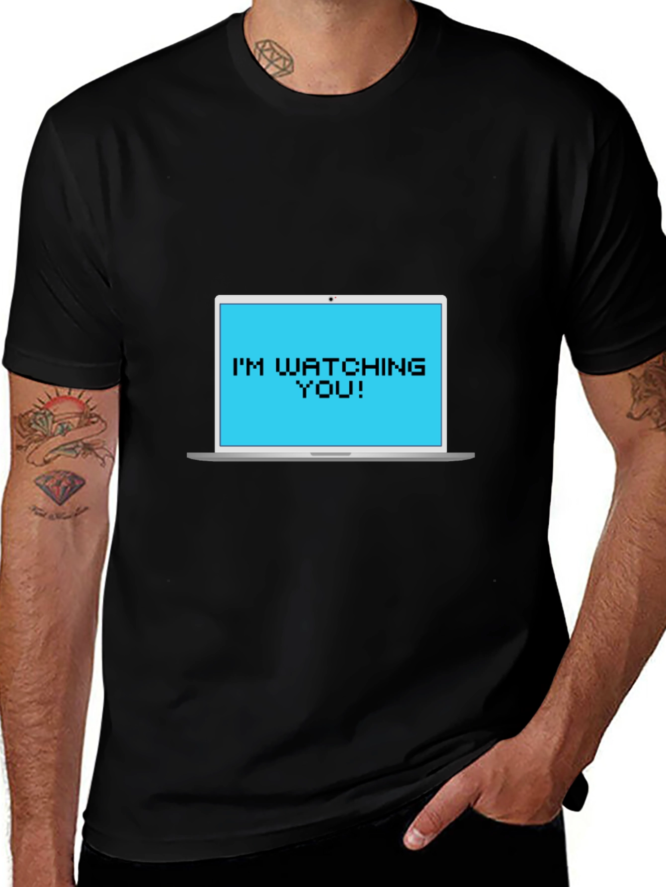 I'm Watching You Pixelated Laptop Tee