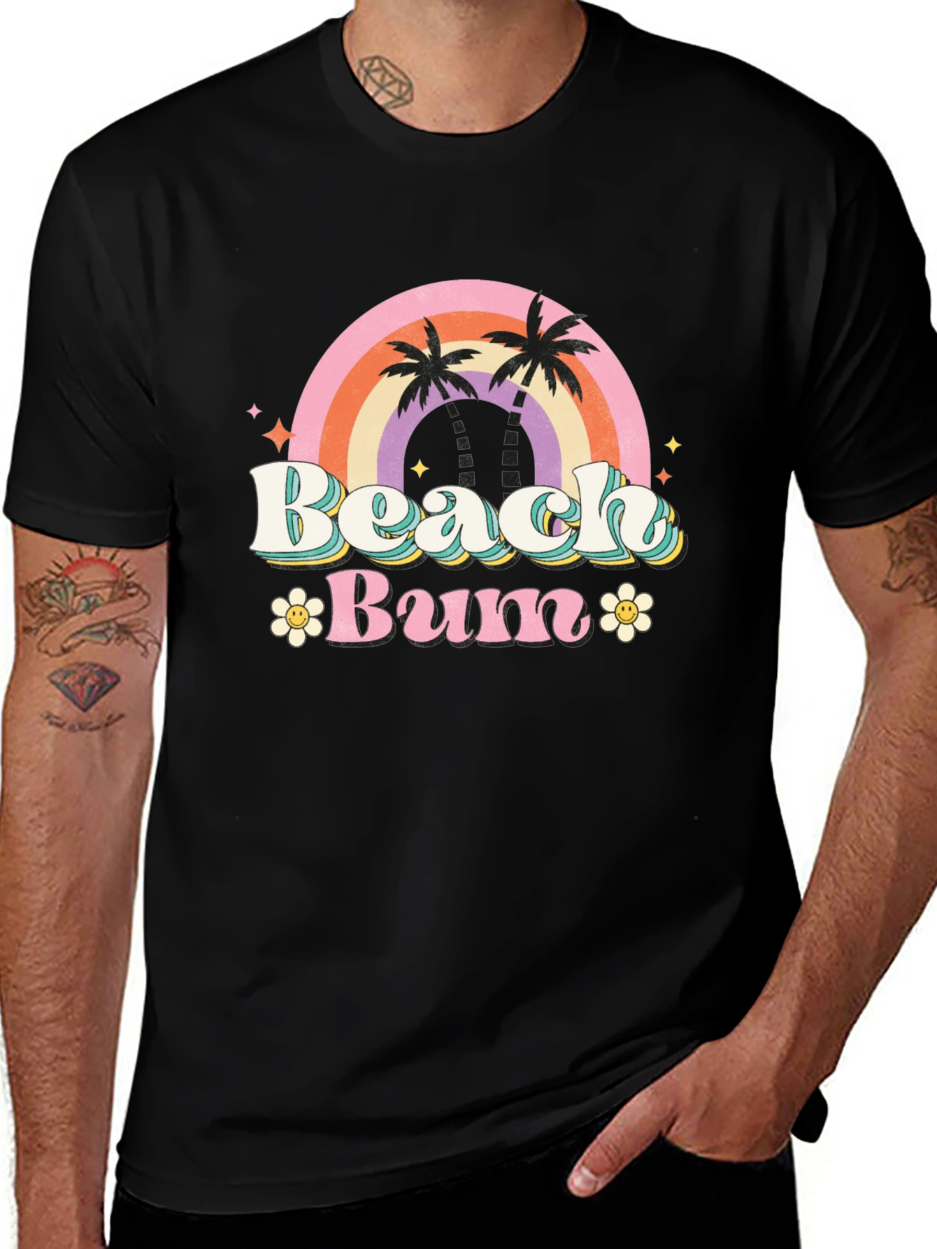 Variant 11 of Retro Beach Bum Graphic Tee - Black
