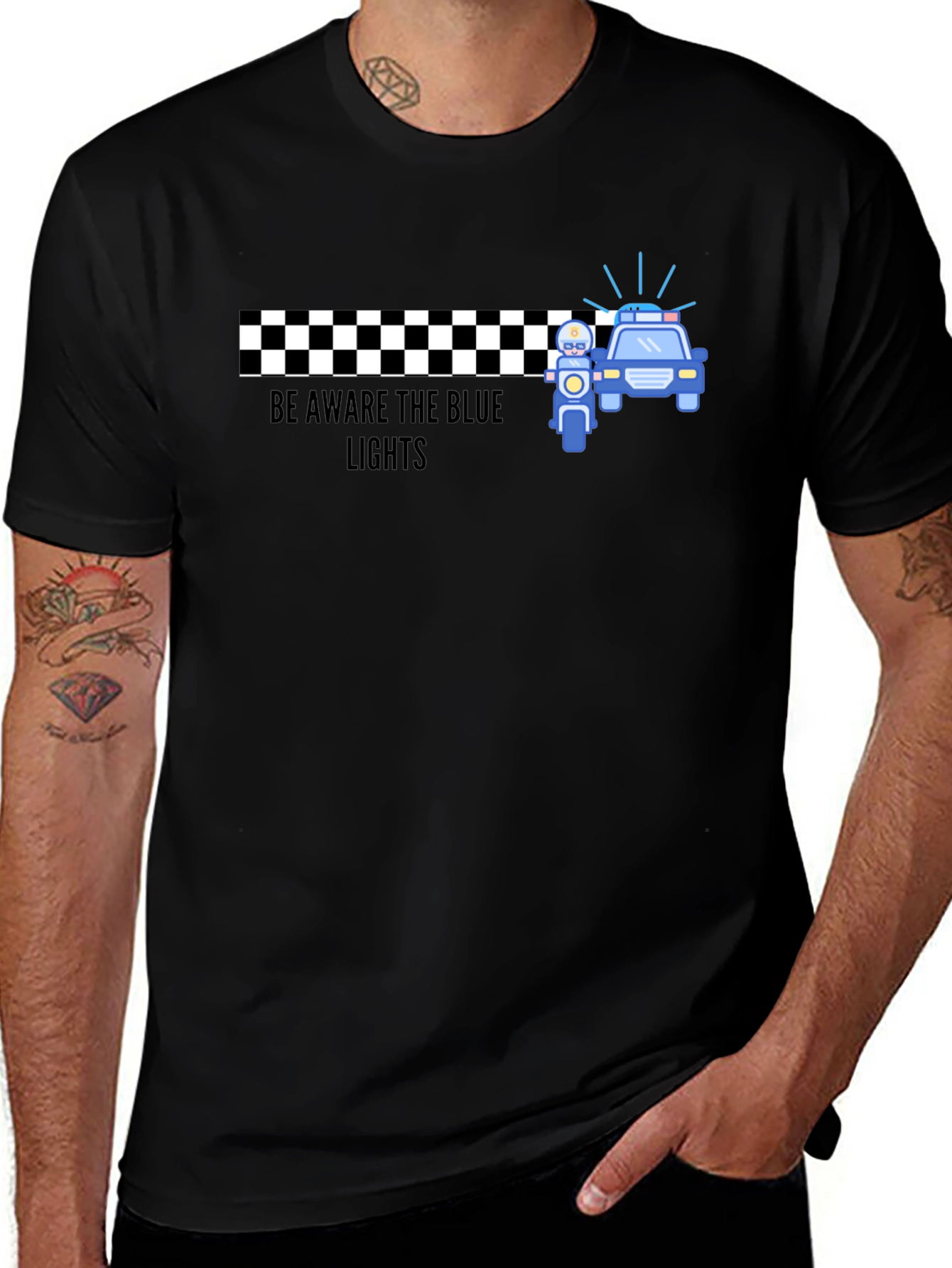 Variant 18 of Be Aware The Blue Lights T-Shirt
