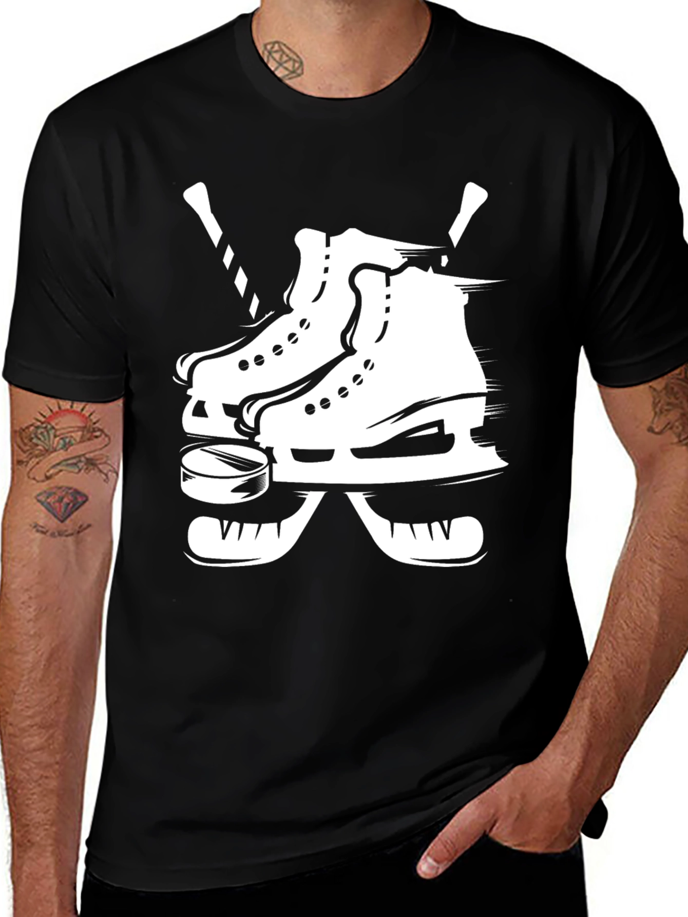 Variant 12 of Hockey Skates and Sticks Graphic T-Shirt