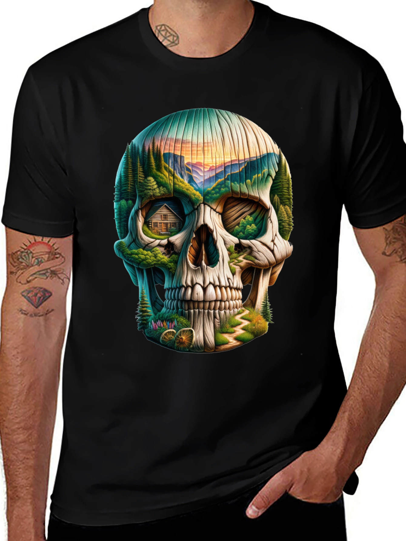 Variant 4 of Skull Landscape Graphic Tee - Unique Design
