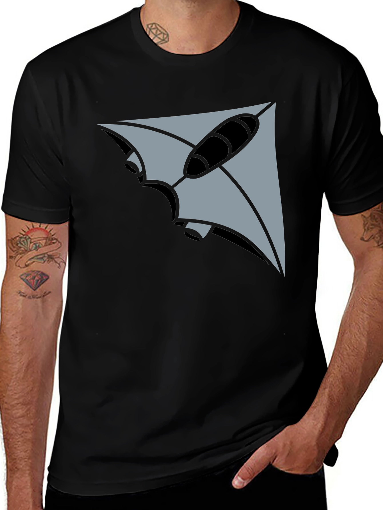 Variant 25 of Geometric Stingray Graphic Tee - Black