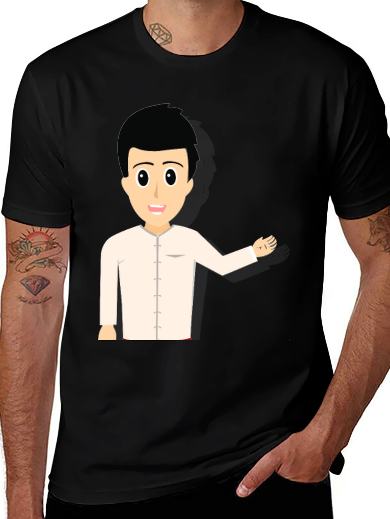 Variant 12 of Cartoon Character Graphic Tee - Black T-Shirt