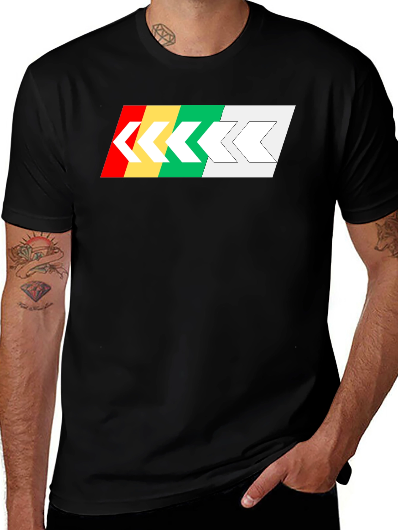 Retro Chevron Graphic Tee - Black