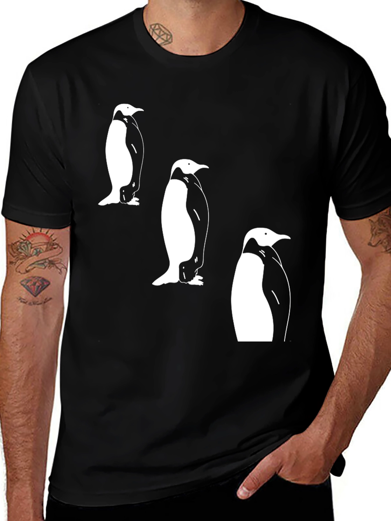 Variant 13 of Penguin Trio Graphic Tee - Black Cotton T-Shirt