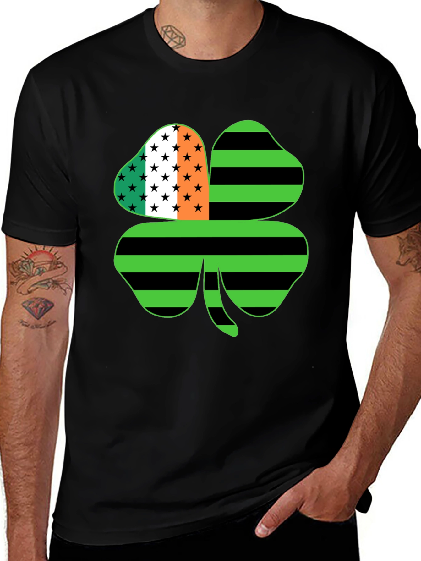 Variant 30 of St. Patrick's Day Clover USA Flag T-Shirt