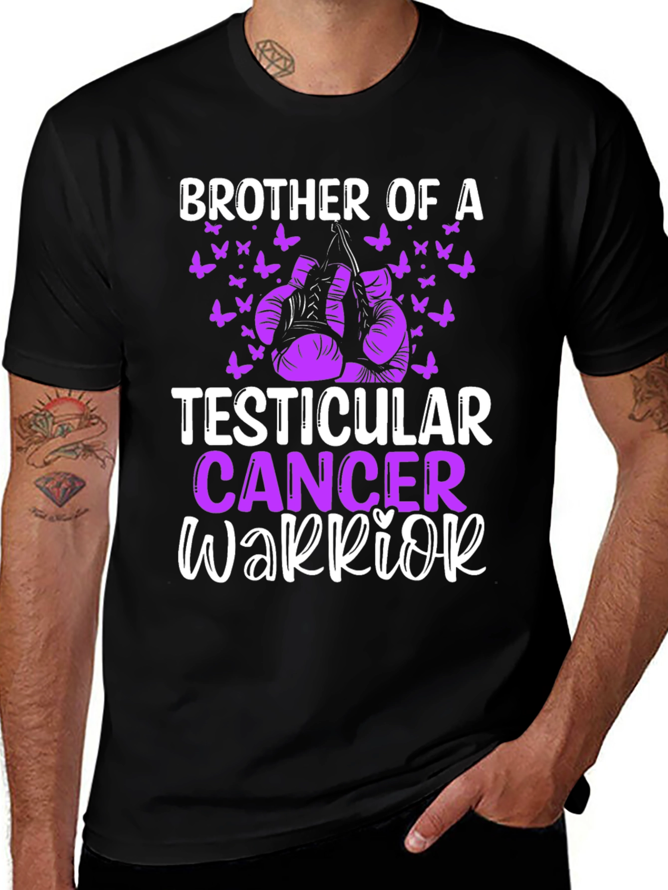 Black Brother of a Testicular Cancer Warrior T-Shirt main image