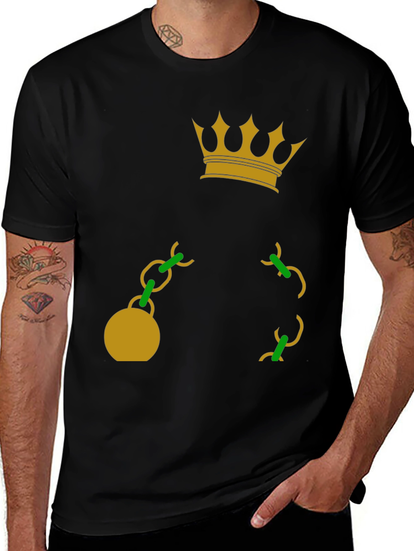 Variant 29 of Crown & Chain Graphic T-Shirt - Casual Style