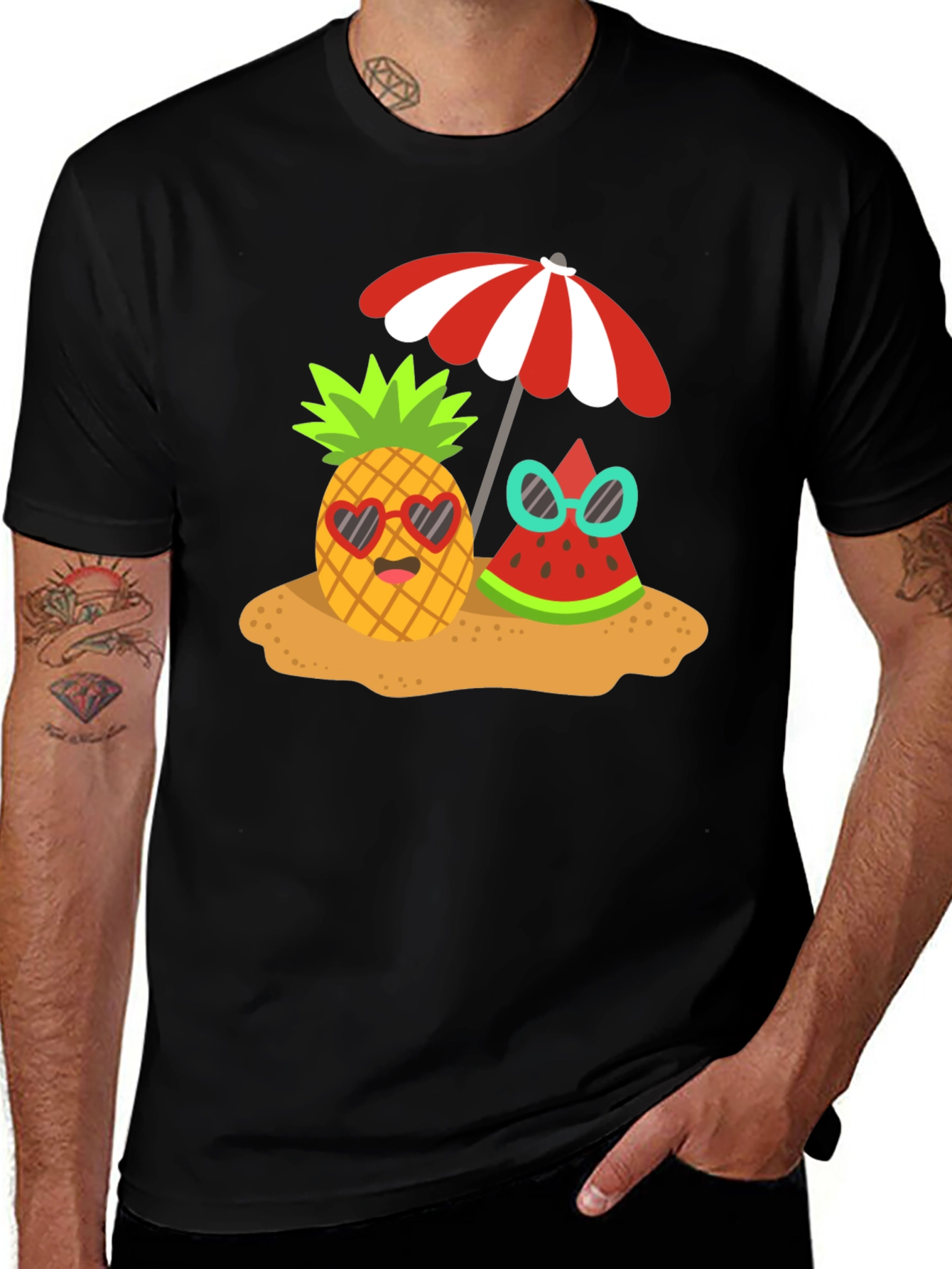 Variant 17 of Summer Vibes Graphic T-Shirt - Pineapple & Watermelon