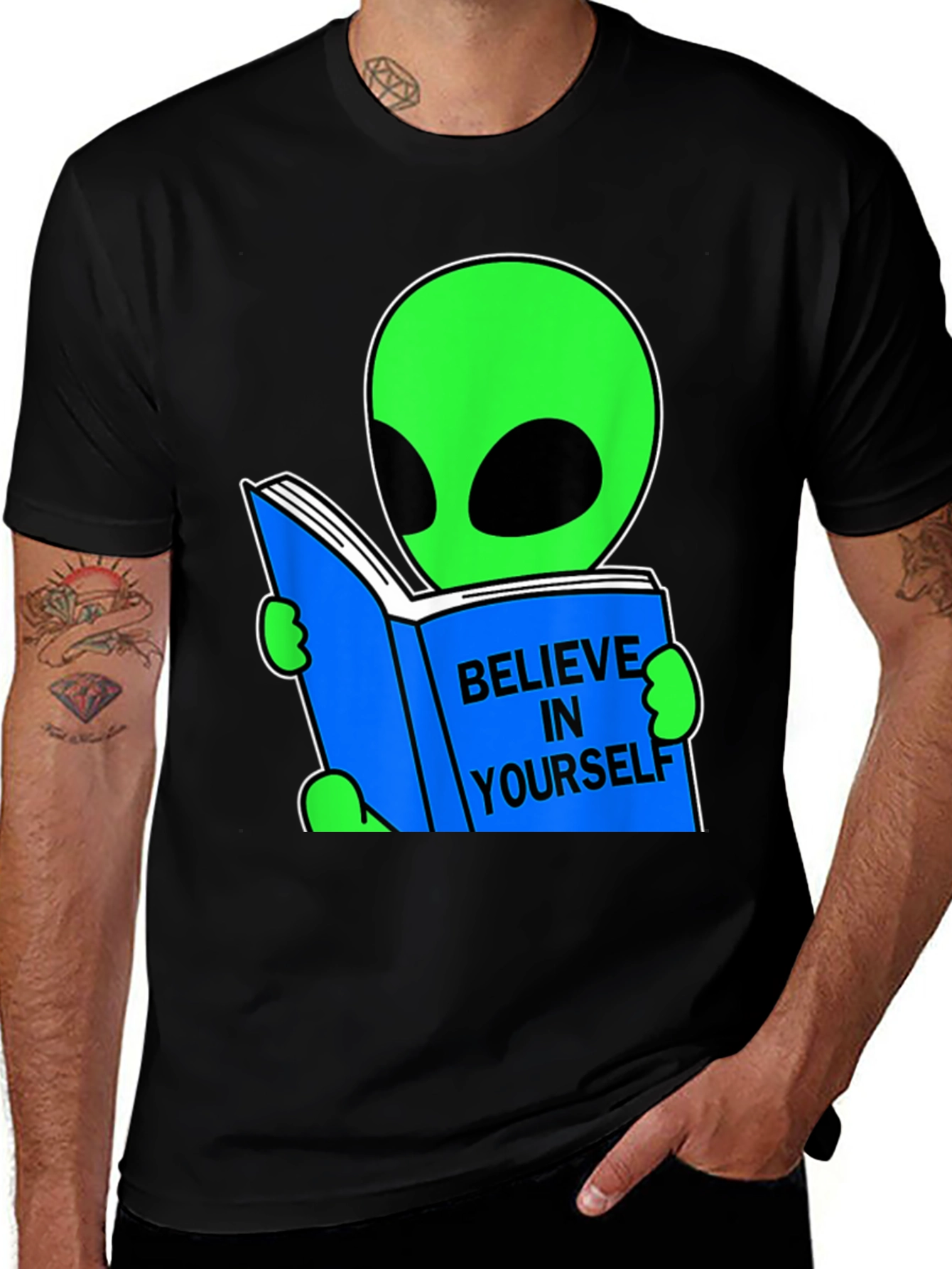 Variant 18 of Believe Alien Reading Book Graphic Tee