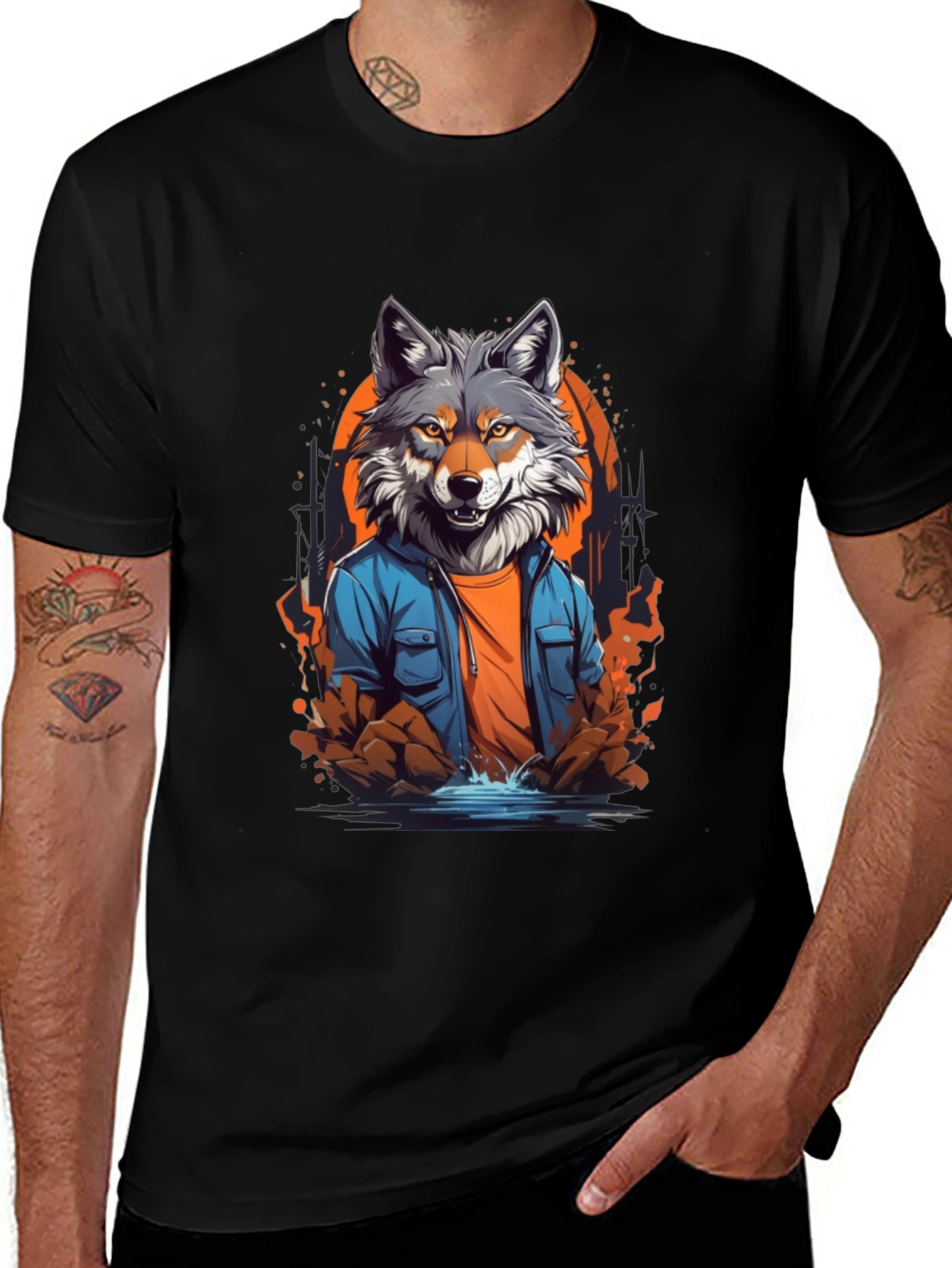Variant 28 of Cool Wolf Graphic Tee - Urban Style