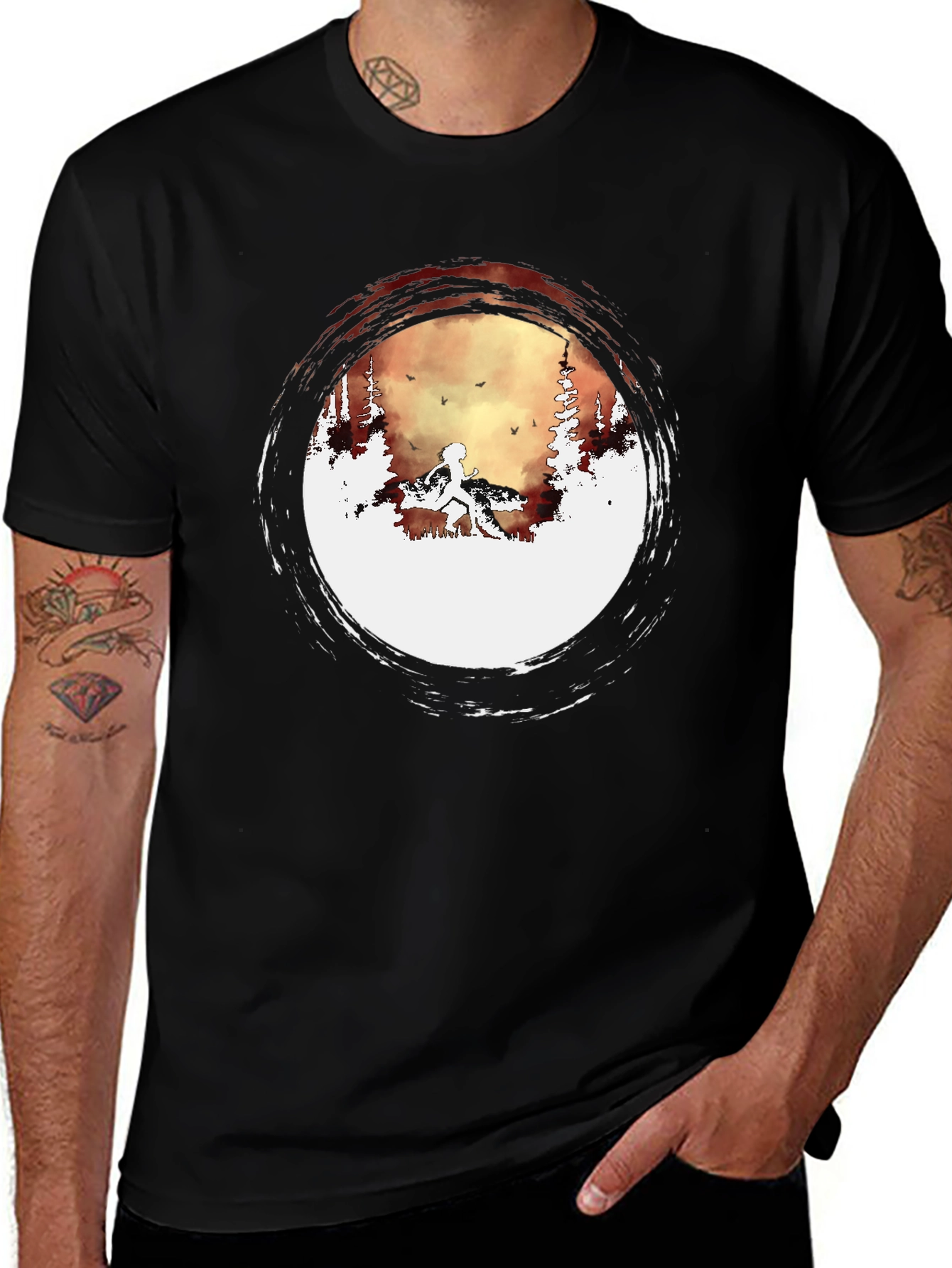 Variant 6 of Zen Circle Forest Run Black T-Shirt