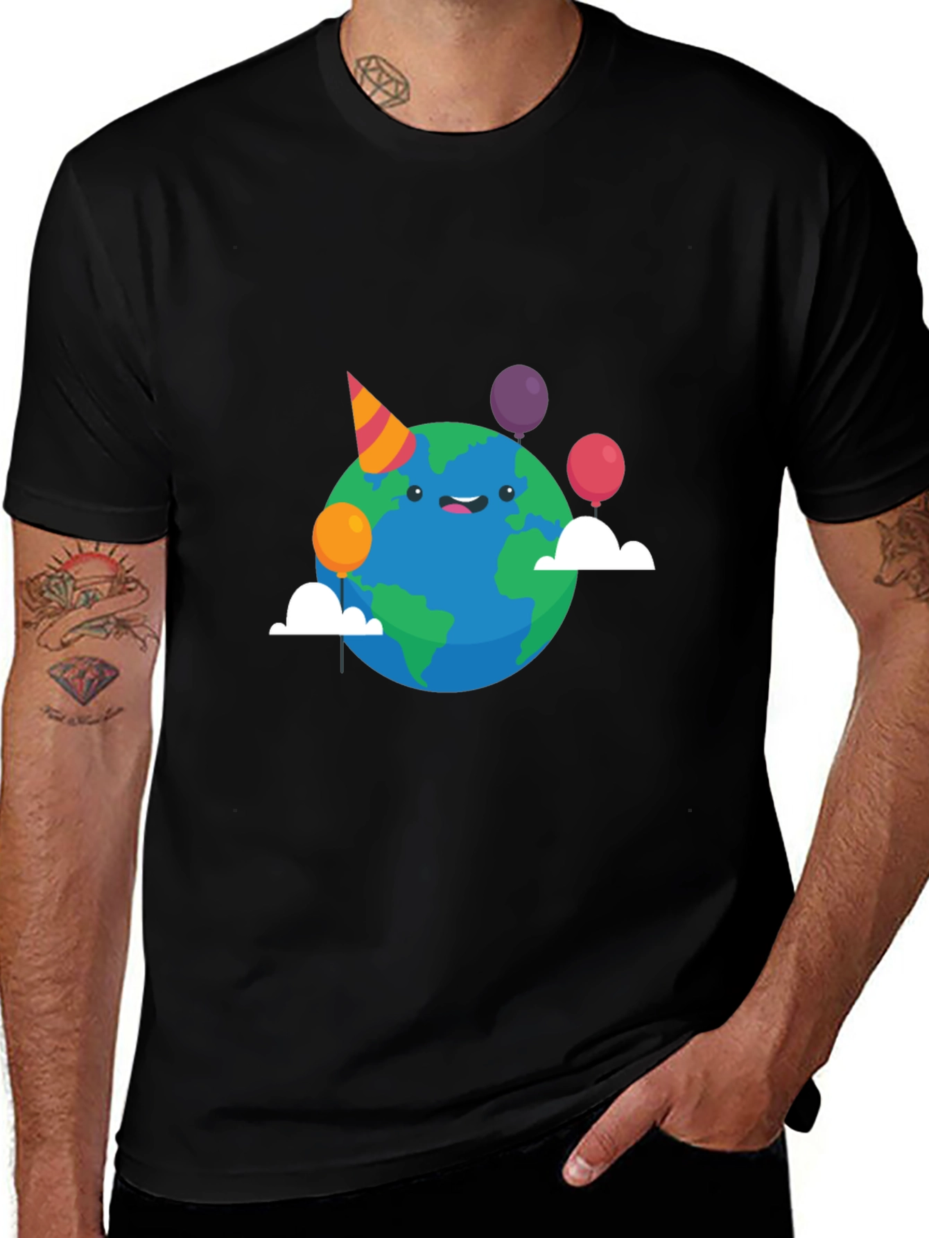 Variant 25 of Earth Birthday Party Black T-Shirt