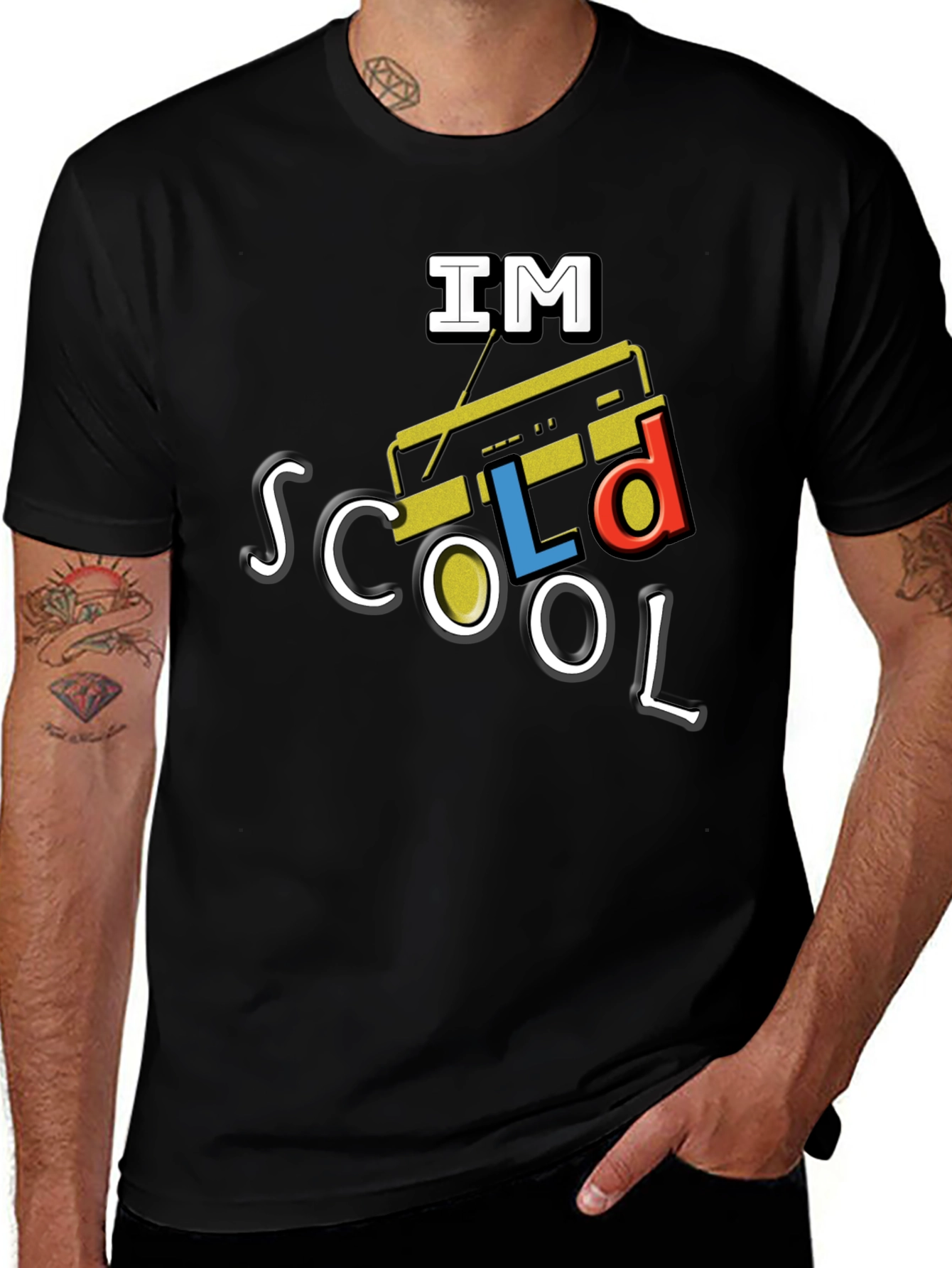 Variant 7 of Retro Boombox Graphic T-Shirt - I'm S'cool!