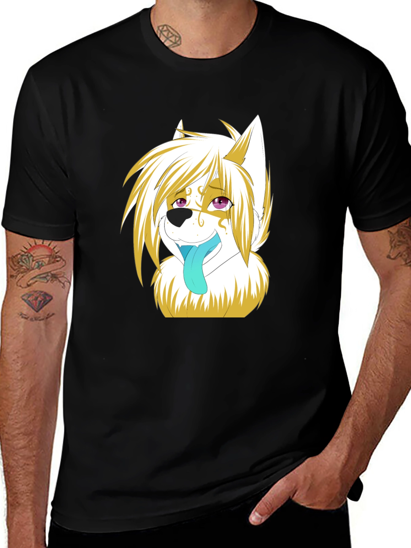 Variant 15 of Anime Wolf Graphic Black T-Shirt