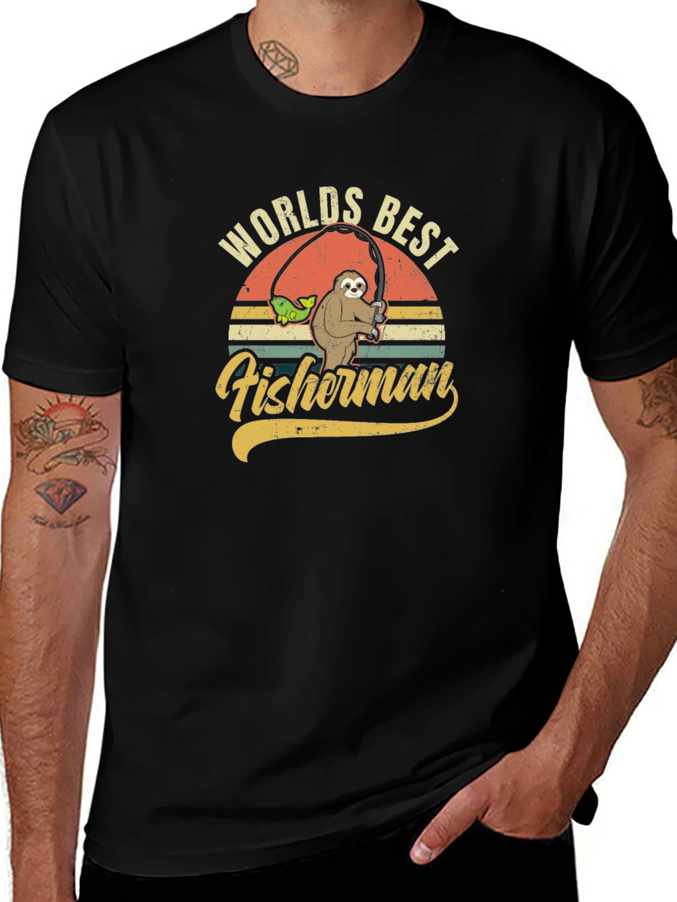 Variant 15 of World's Best Fisherman Sloth Graphic Tee