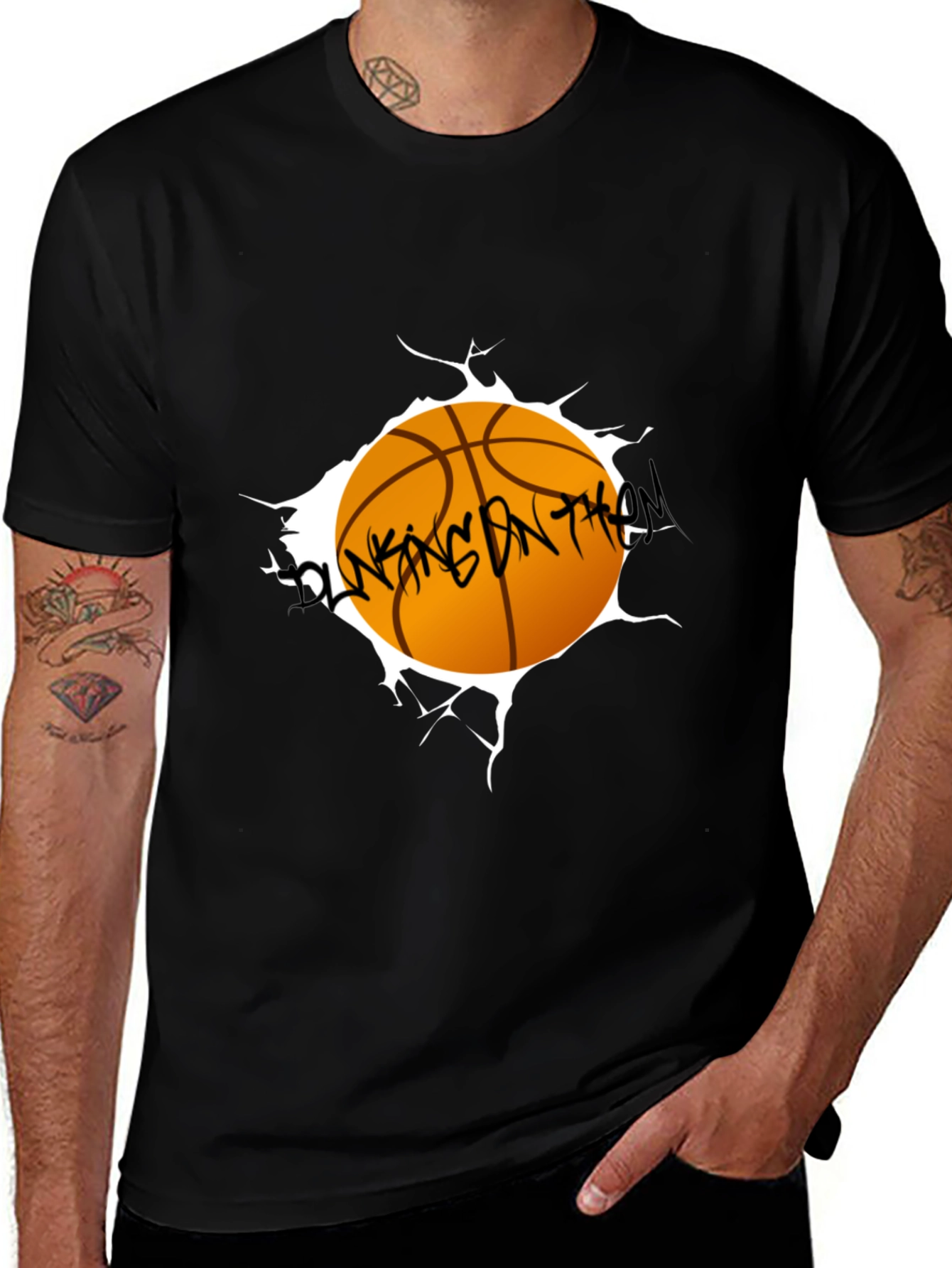 Variant 9 of Basketball Graphic Black T-Shirt