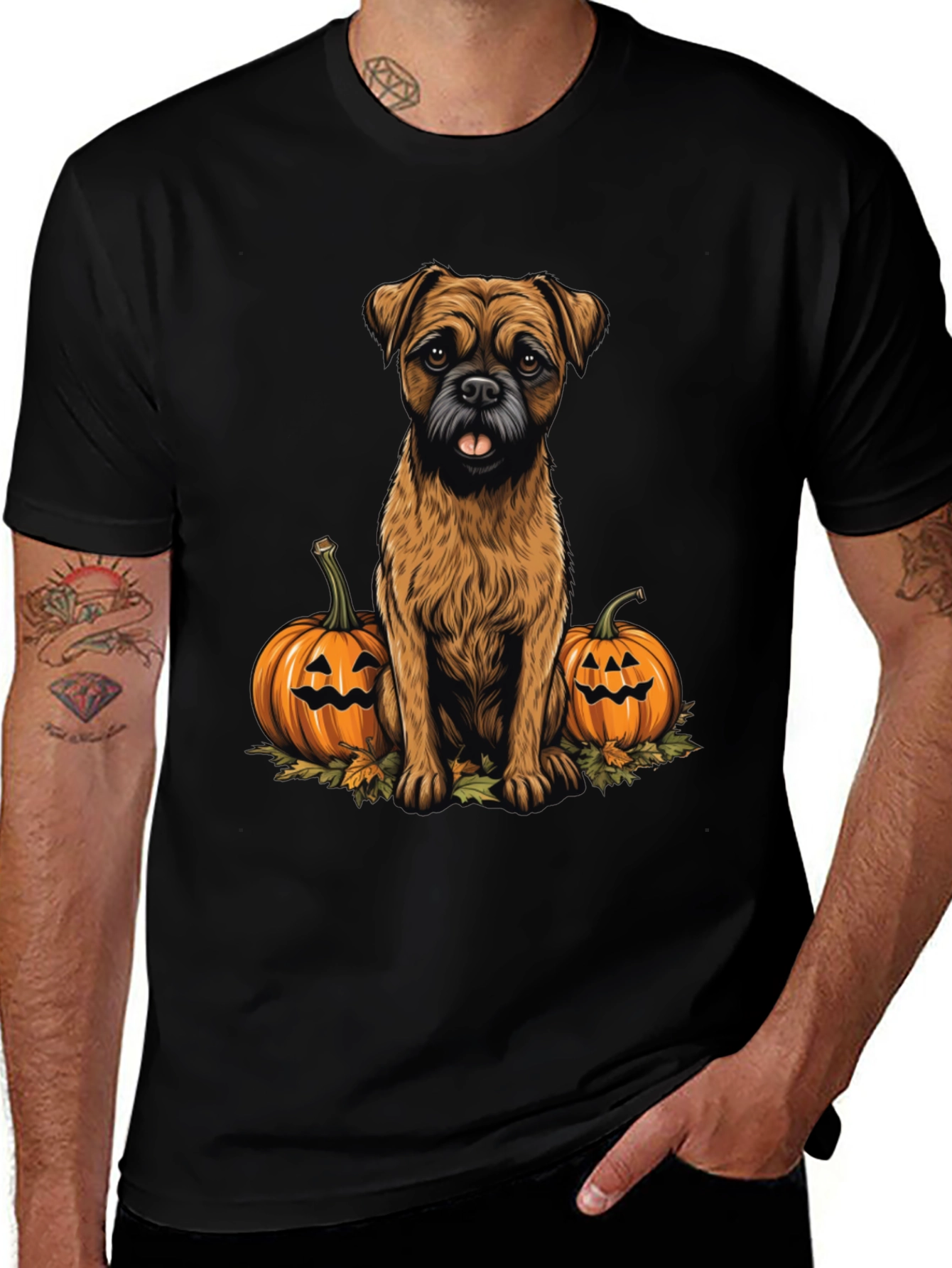 Variant 6 of Halloween Dog & Pumpkin Graphic Tee