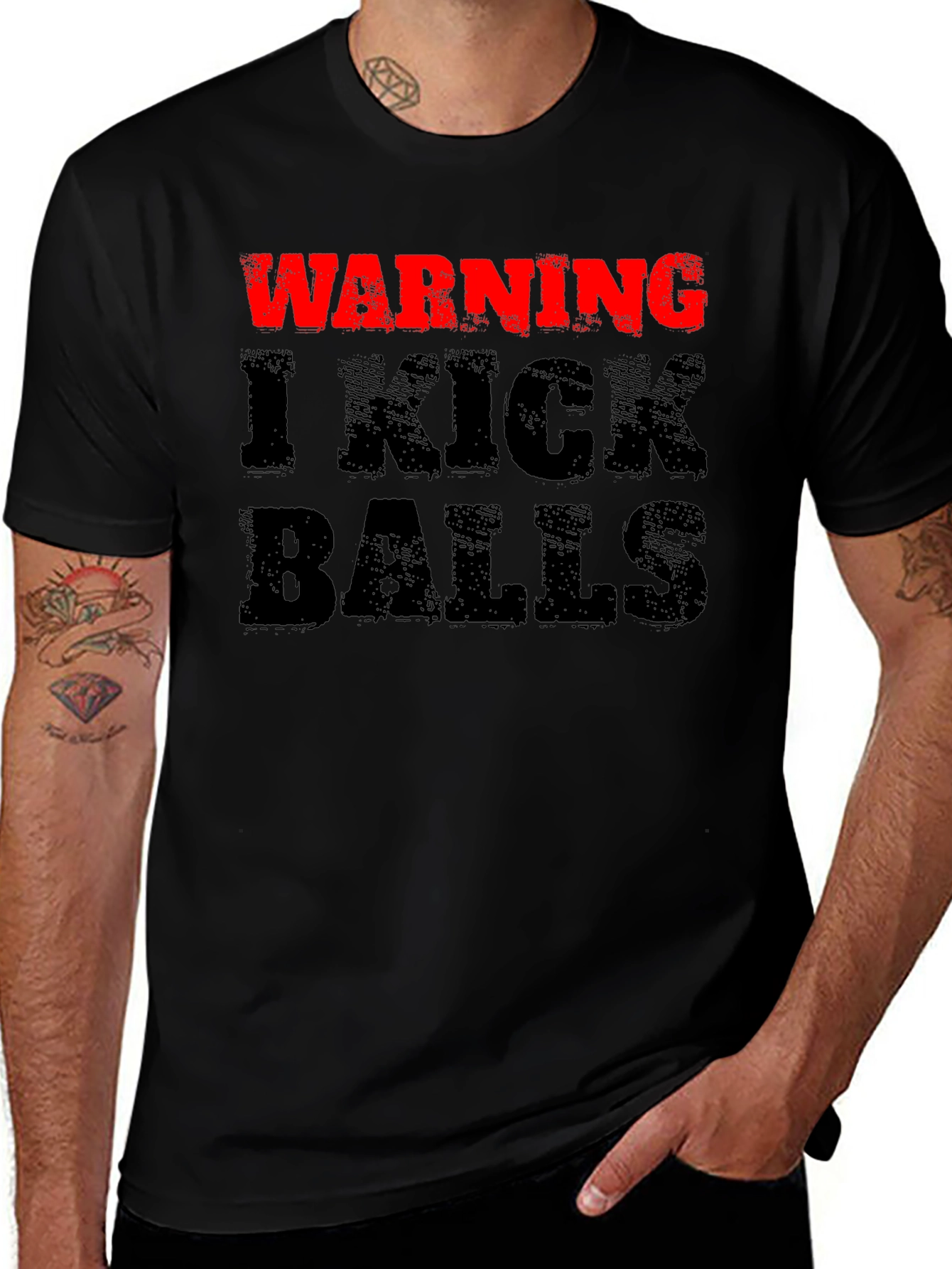 Variant 26 of Warning I Kick Balls Graphic Tee