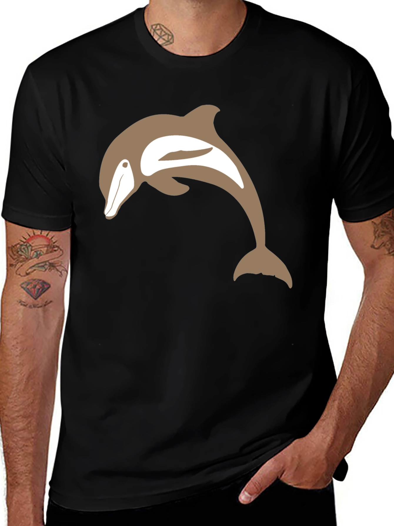 Variant 5 of Dolphin Graphic Black T-Shirt - Casual Style