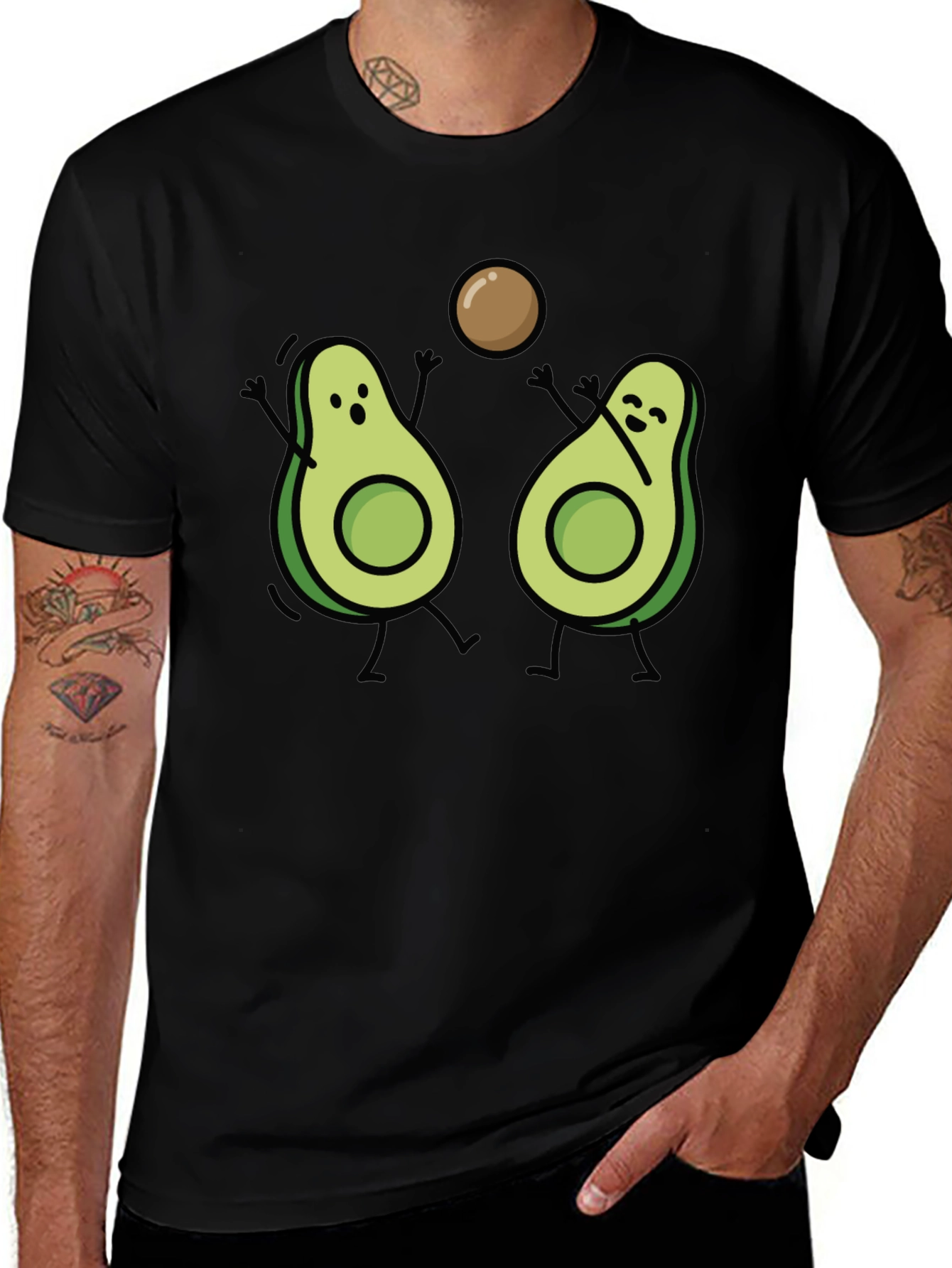 Variant 17 of Avocado Volleyball Graphic Tee - Black