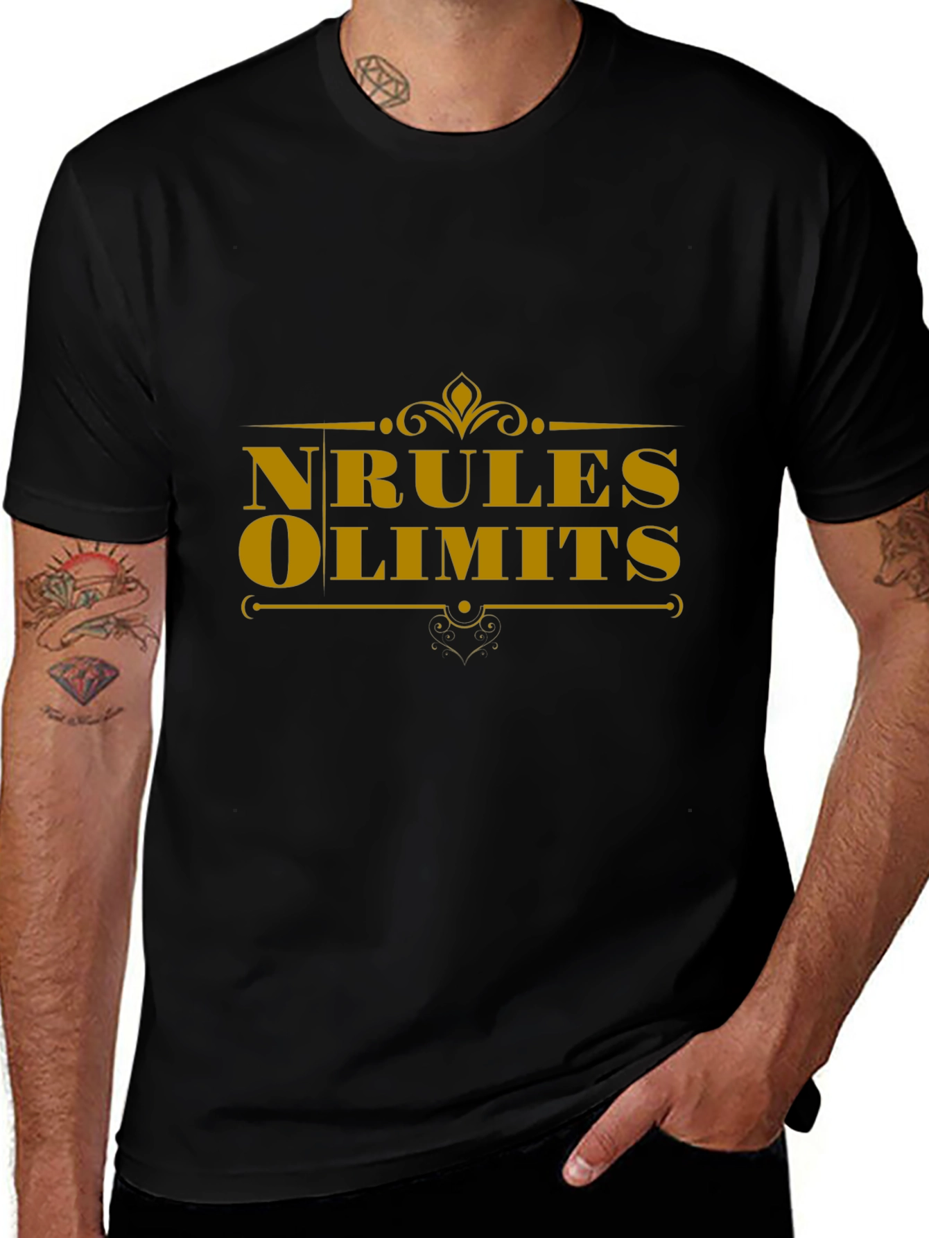 Variant 13 of No Rules, No Limits T-Shirt - Black Cotton Blend