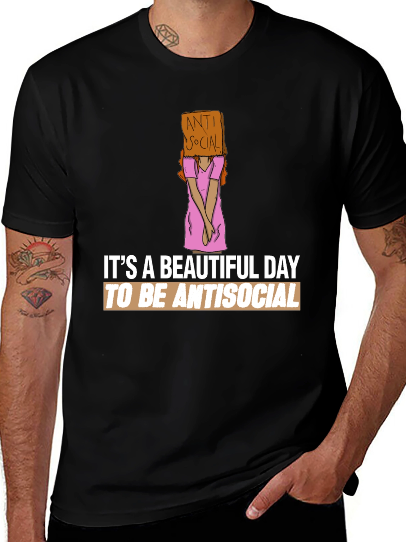 Variant 10 of Antisocial Graphic Tee -  'Beautiful Day to be Antisocial'