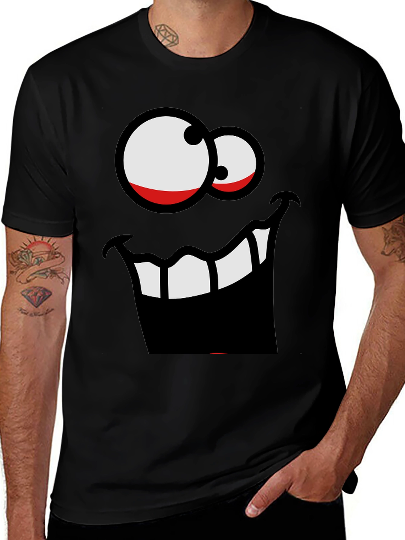 Funny Face Graphic Black T-Shirt
