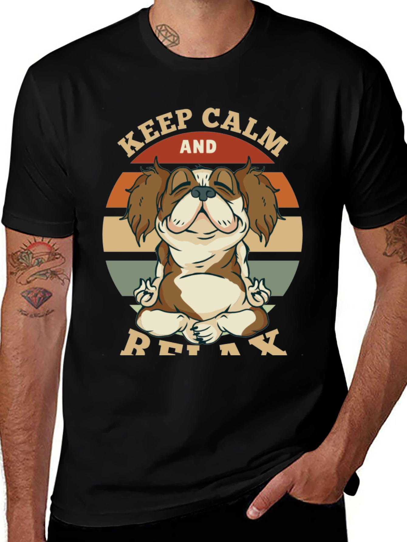Variant 17 of Keep Calm & Relax Dog Yoga T-Shirt