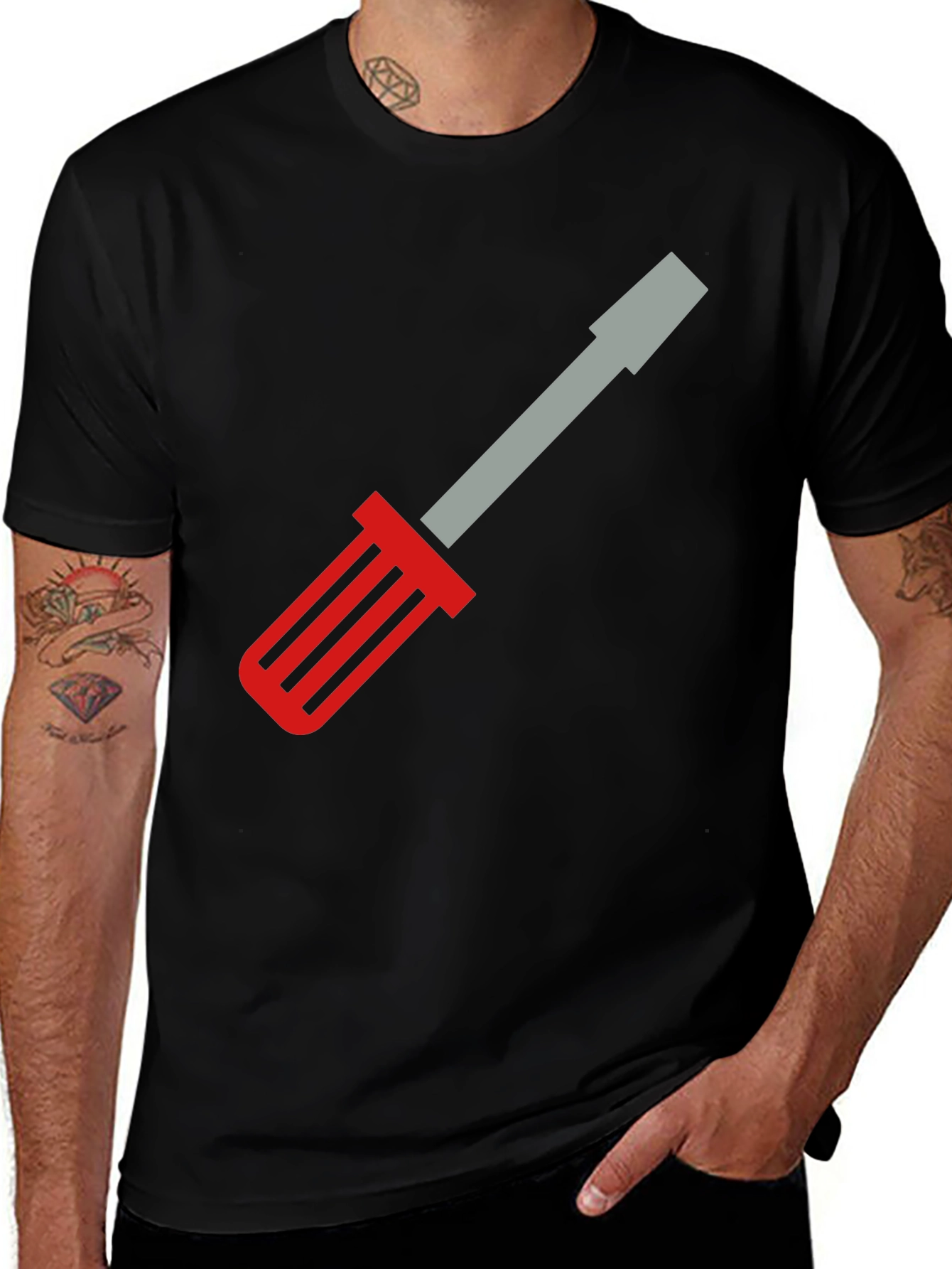 Variant 17 of Screwdriver Graphic Tee - Black Crew Neck
