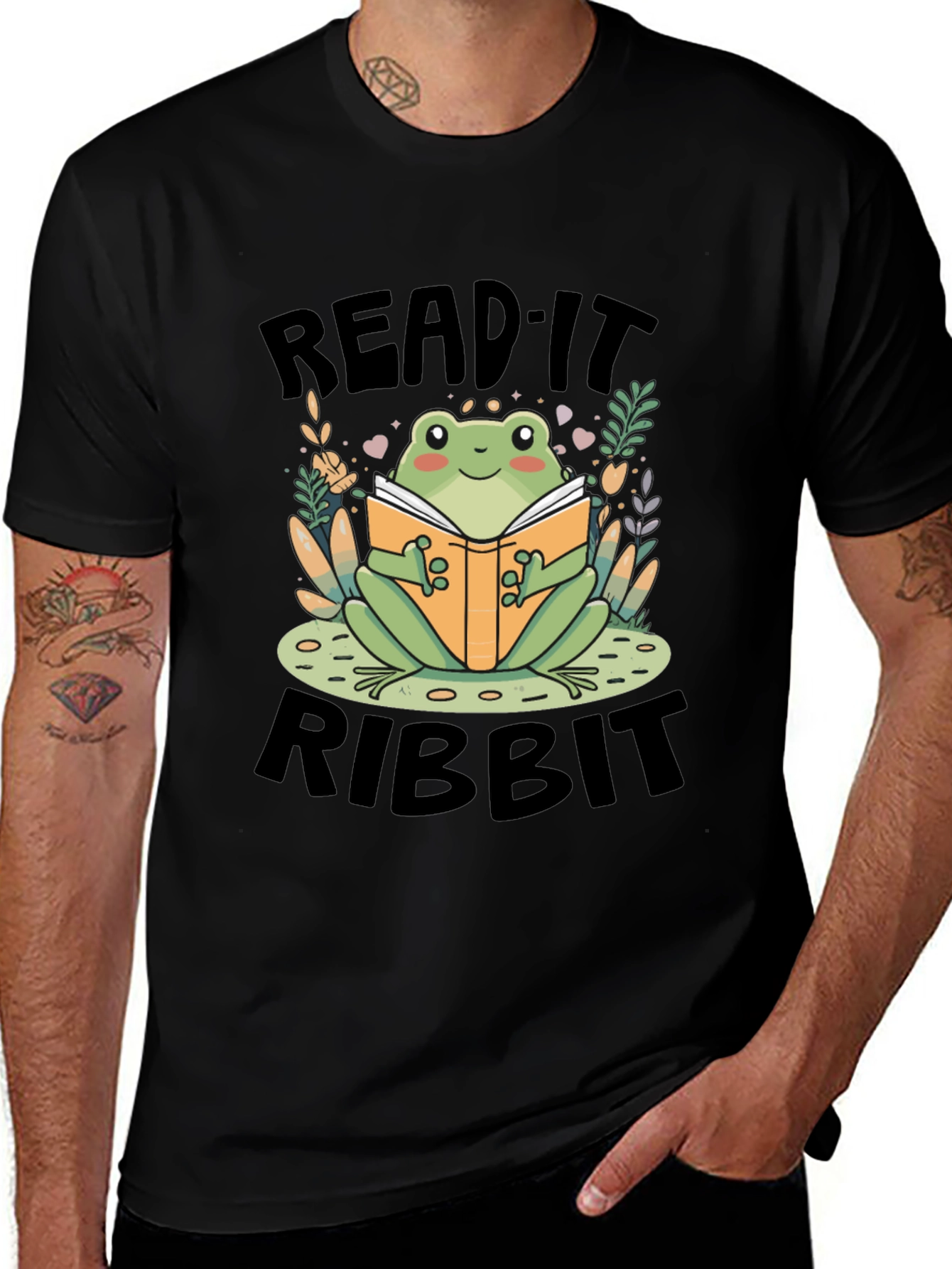 Variant 13 of Read It Ribbit Frog Graphic Tee