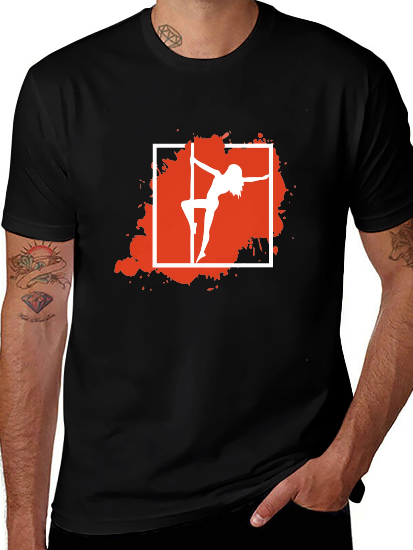 Variant 8 of Pole Dancer Graphic Tee - Black Cotton T-Shirt