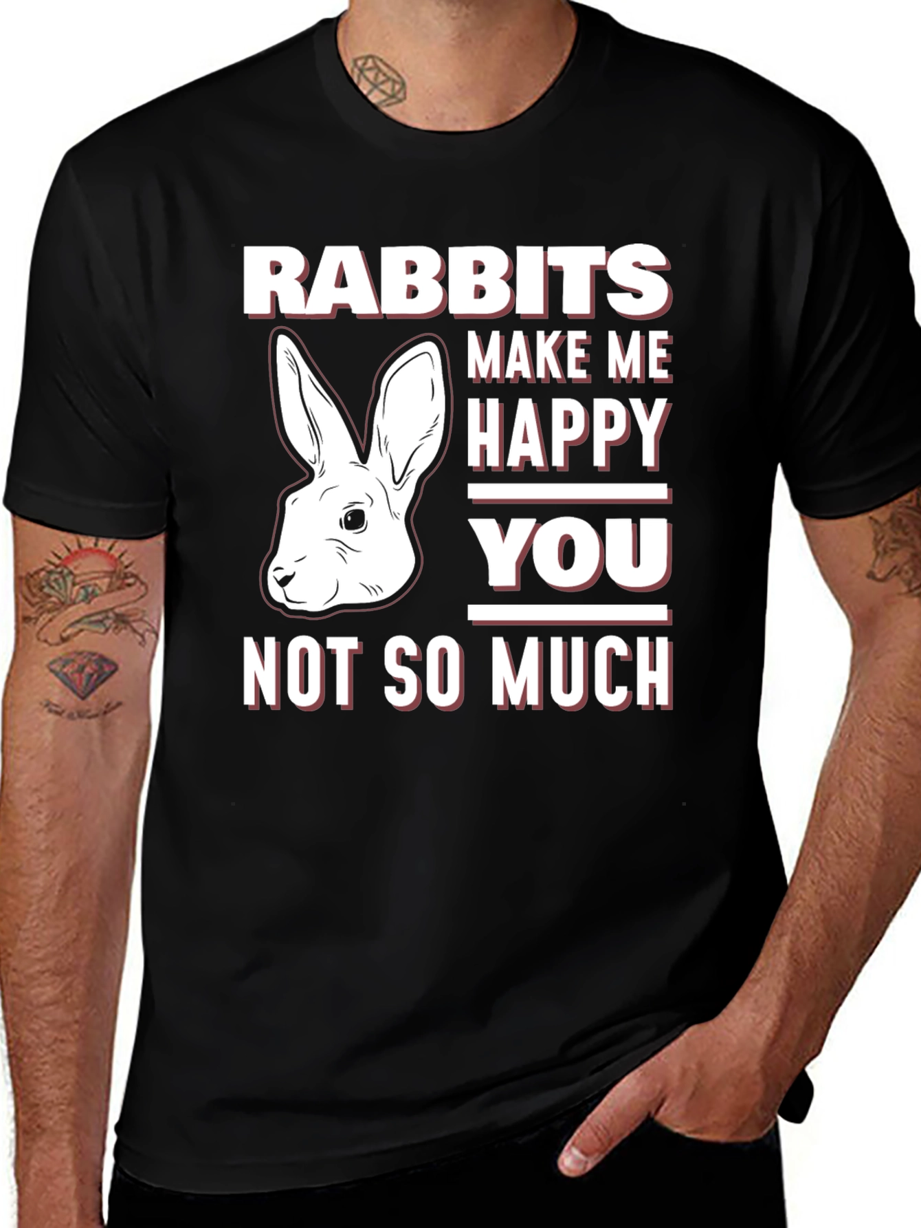 Variant 17 of Funny Rabbit Lover T-Shirt - Rabbits Make Me Happy
