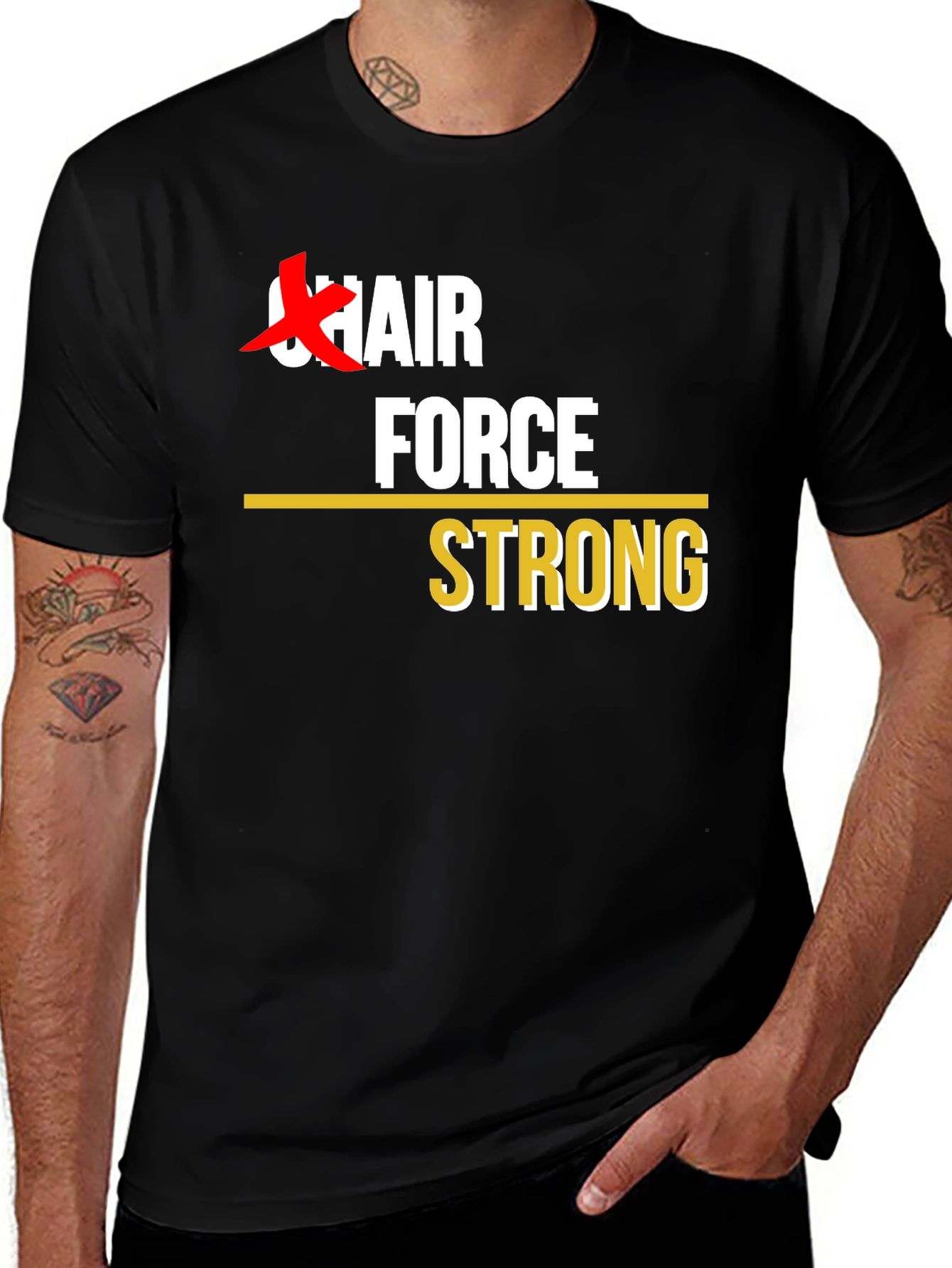 Variant 4 of Chair Force Strong T-Shirt - Black