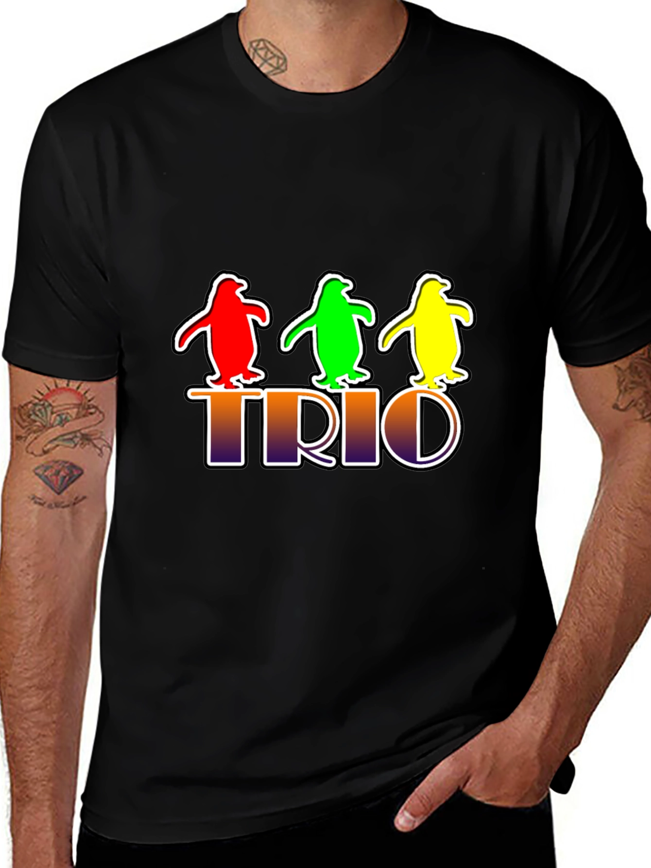 Variant 24 of Colorful Penguin Trio Graphic Tee