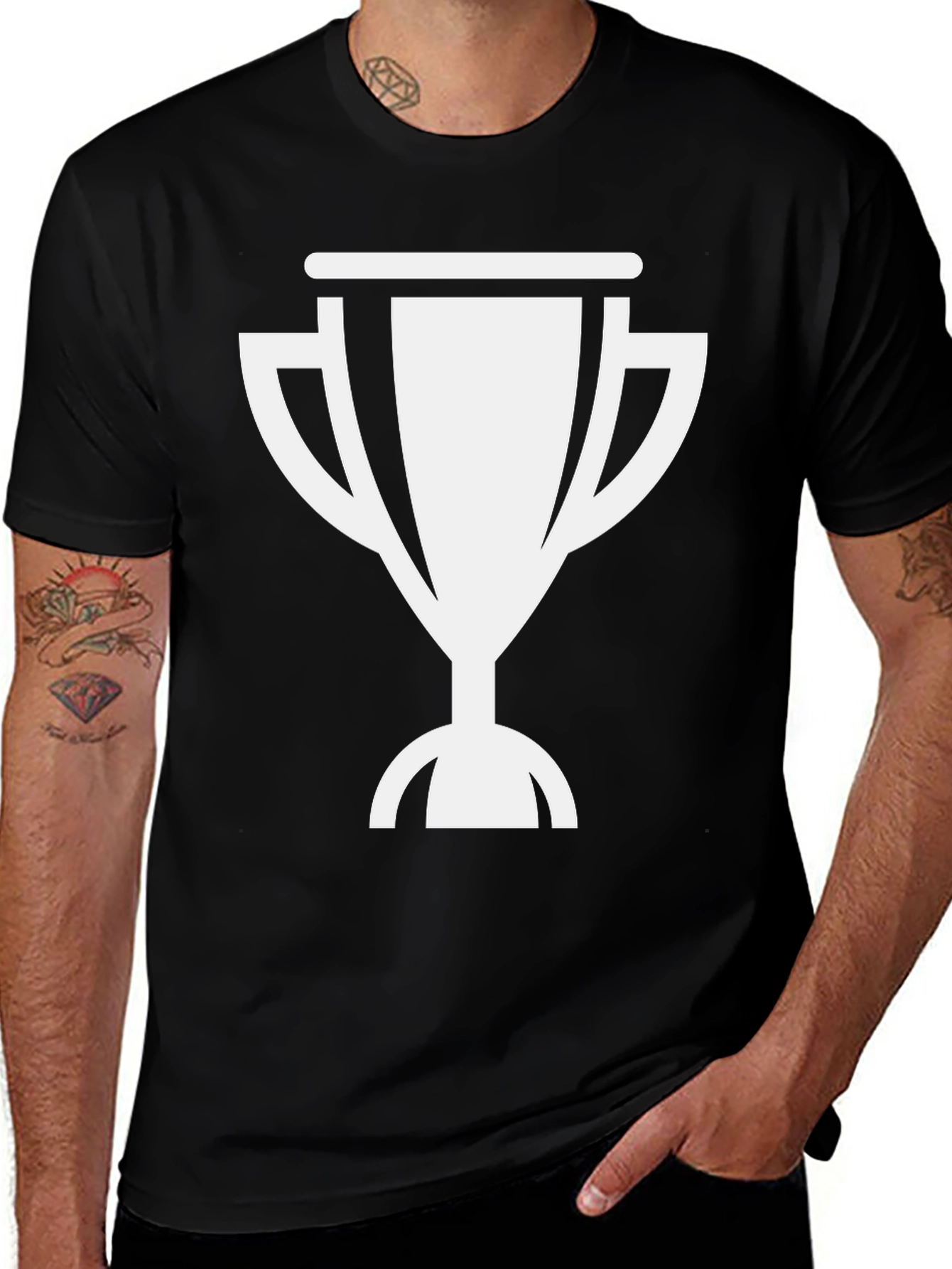Variant 16 of Trophy Graphic Tee - Men's Black Cotton Shirt
