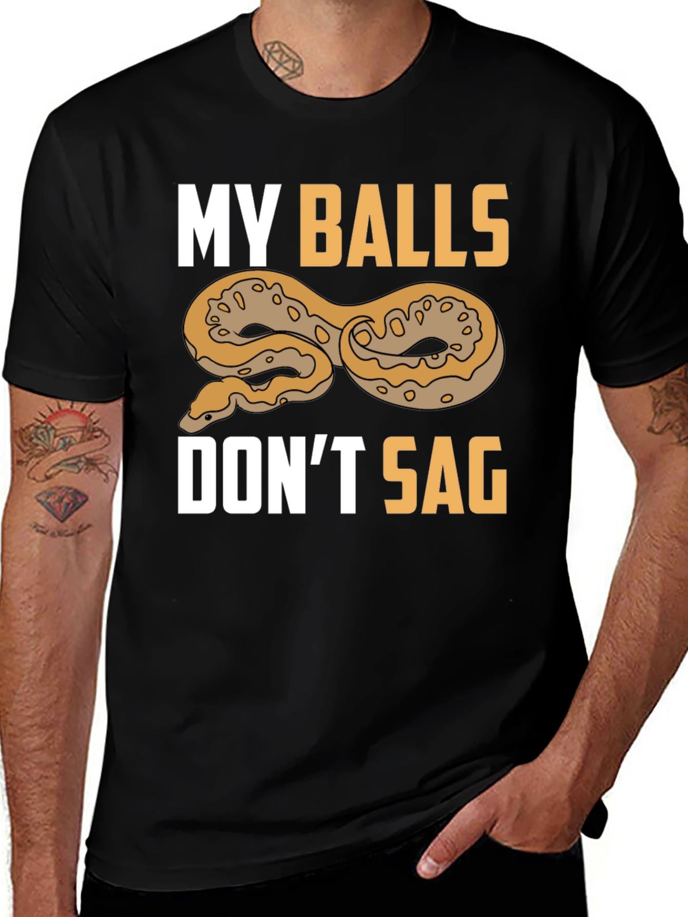 Variant 4 of Funny "My Balls Don't Sag" Snake T-Shirt