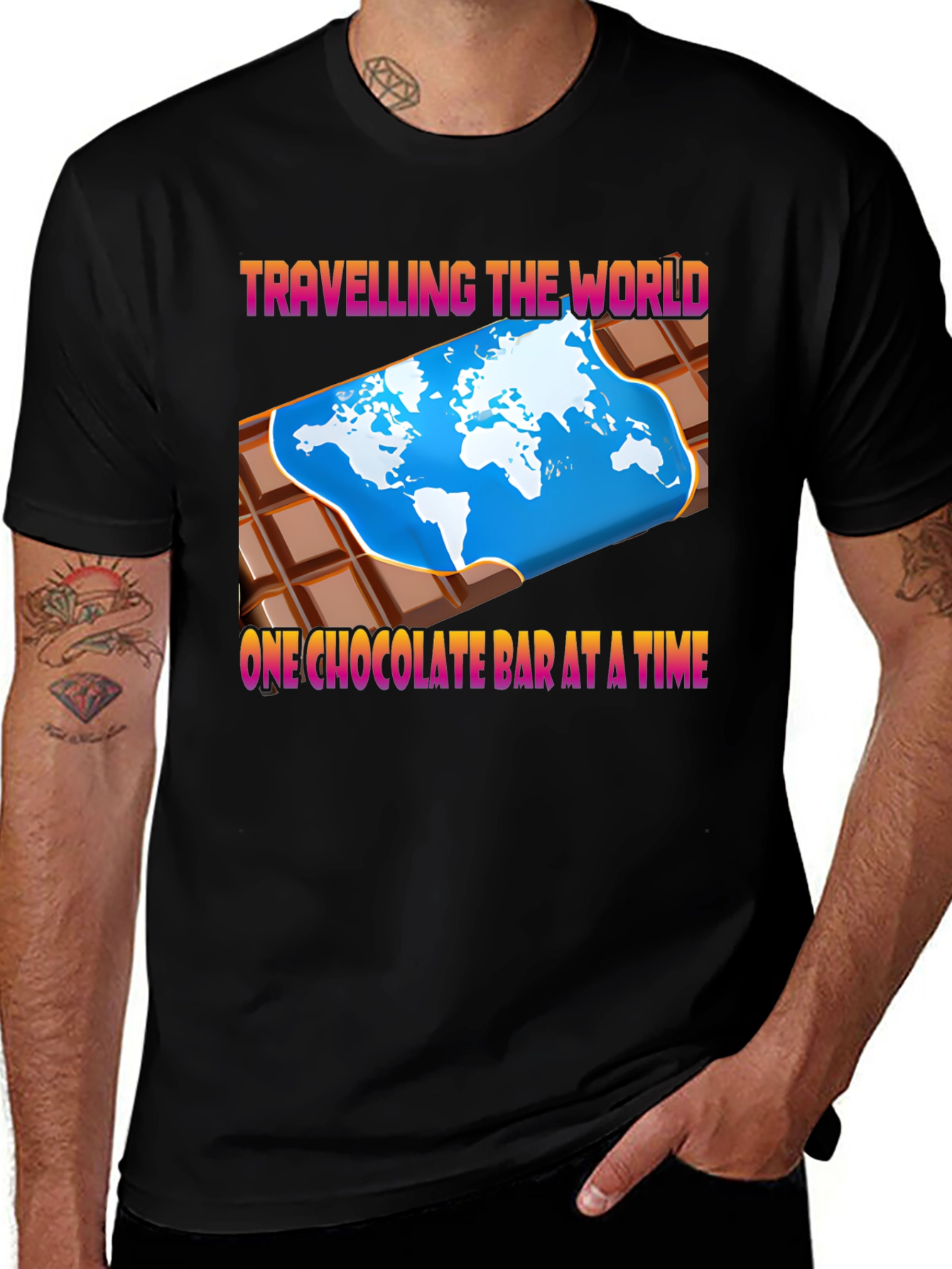 Variant 11 of World Traveler Chocolate Bar T-Shirt