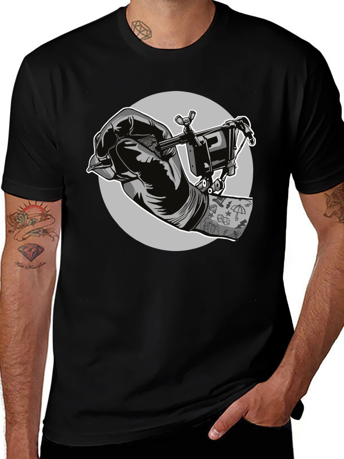 Variant 24 of Tattoo Artist Graphic Tee - Black Cotton T-Shirt