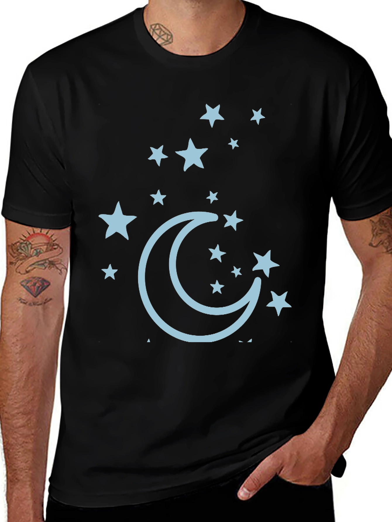 Variant 5 of Starry Night Tee - Moon and Star Graphic T-Shirt