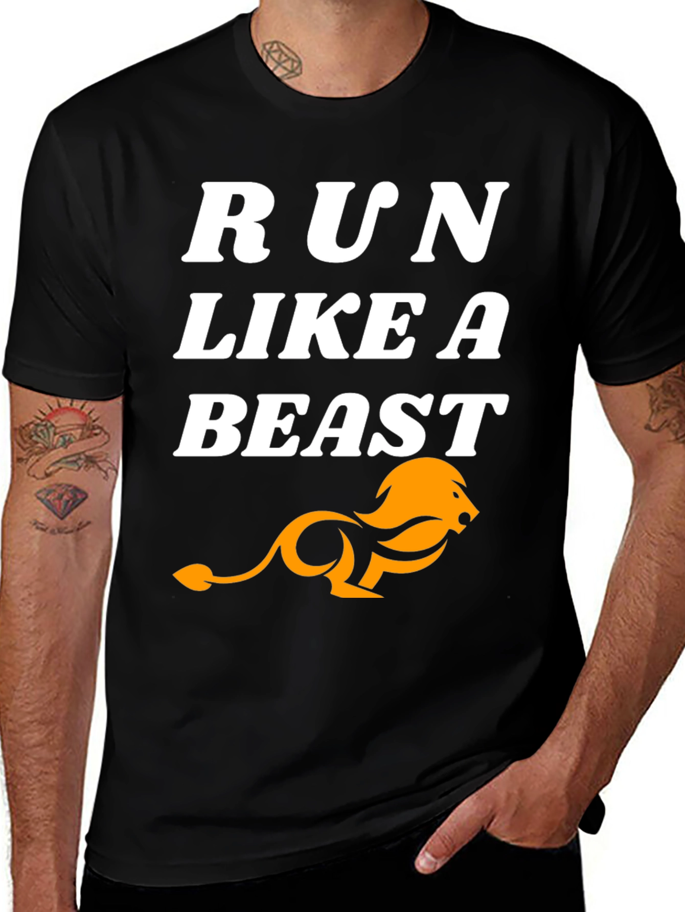 Variant 14 of Run Like A Beast Black T-Shirt