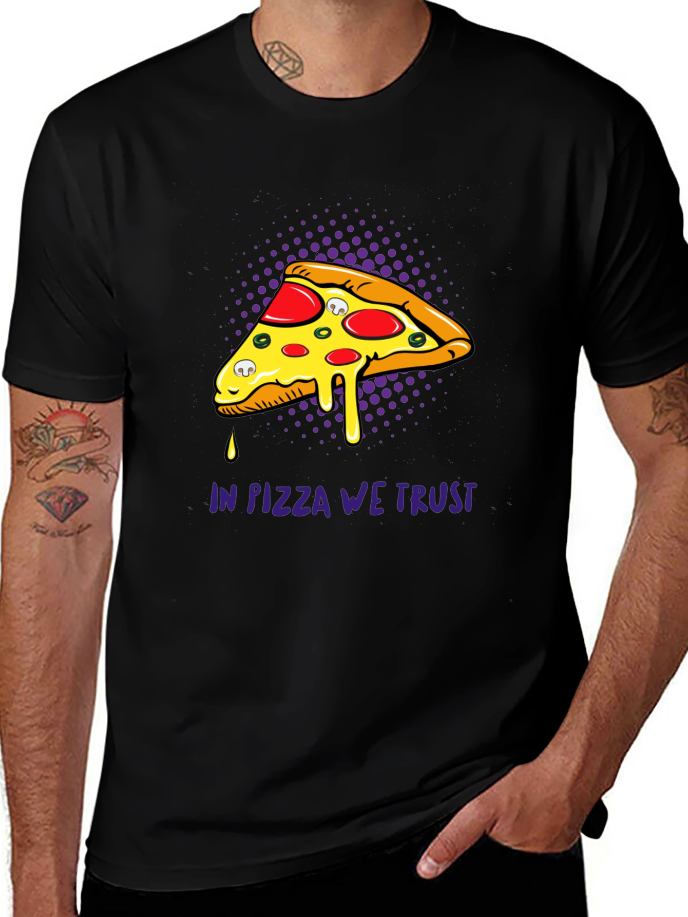Variant 12 of In Pizza We Trust Black Graphic Tee