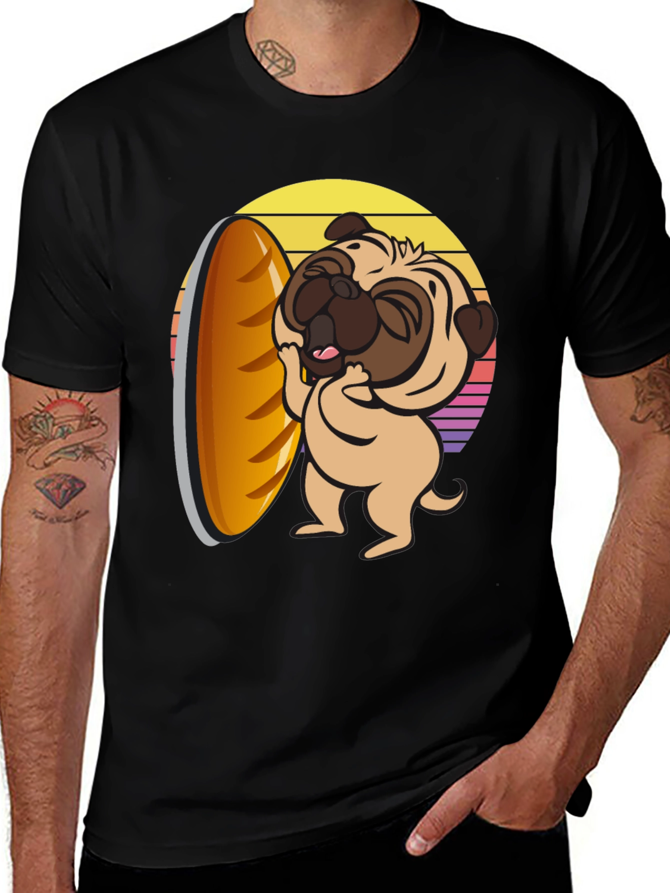 Variant 24 of Surfing Pug Graphic T-Shirt