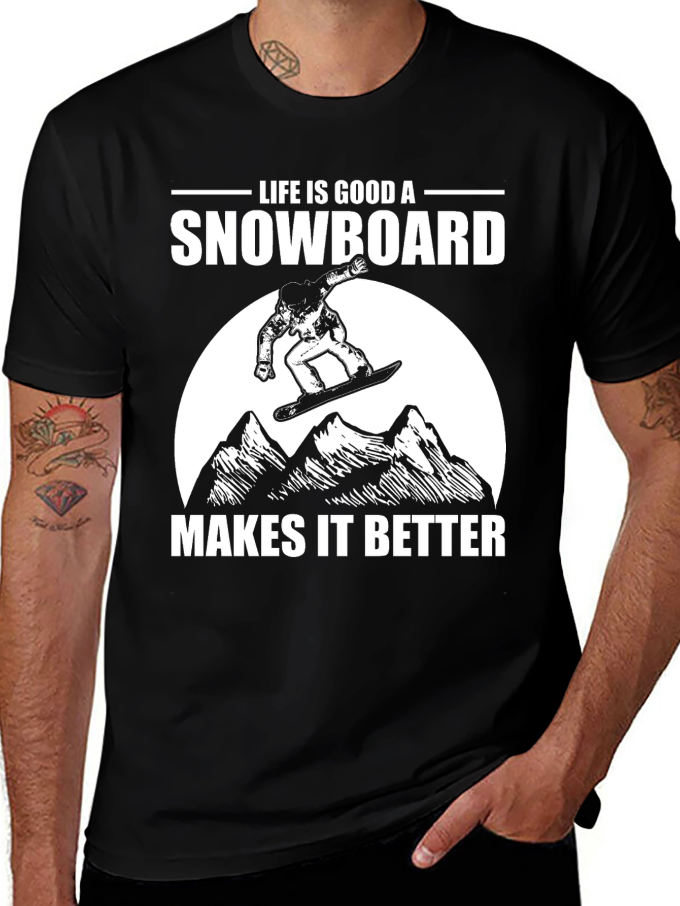 Variant 17 of Life is Good Snowboard T-Shirt